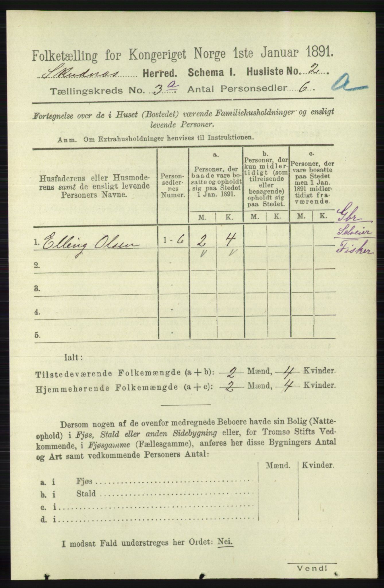 RA, 1891 census for 1150 Skudenes, 1891, p. 1332