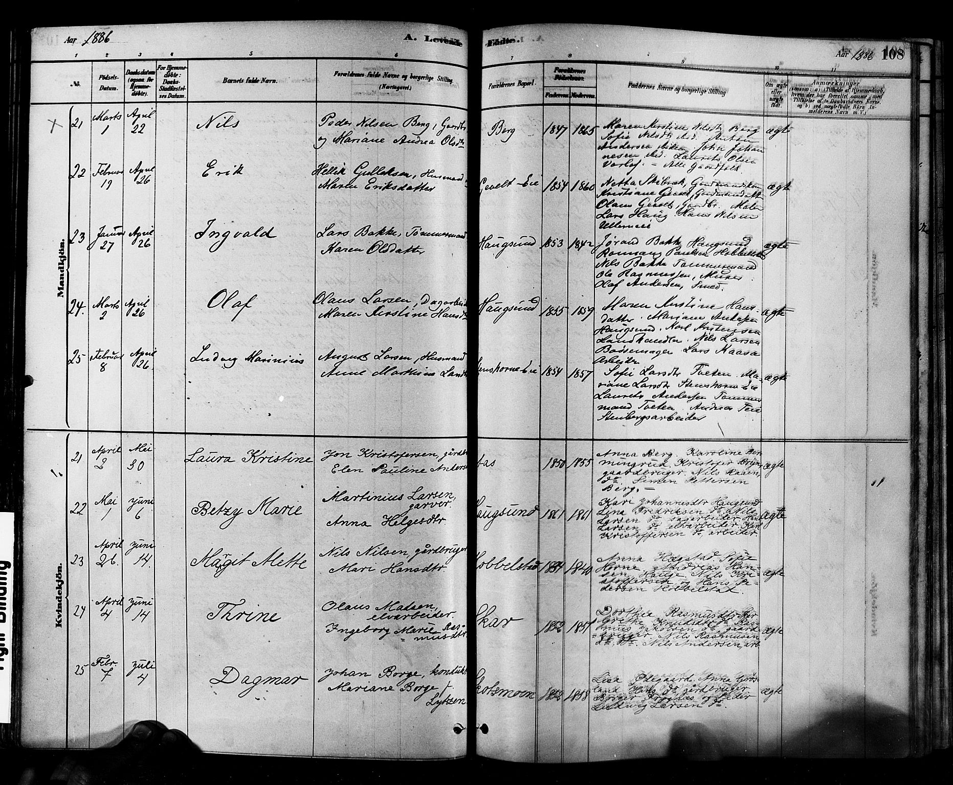 Eiker kirkebøker, AV/SAKO-A-4/F/Fb/L0001: Parish register (official) no. II 1, 1878-1888, p. 108