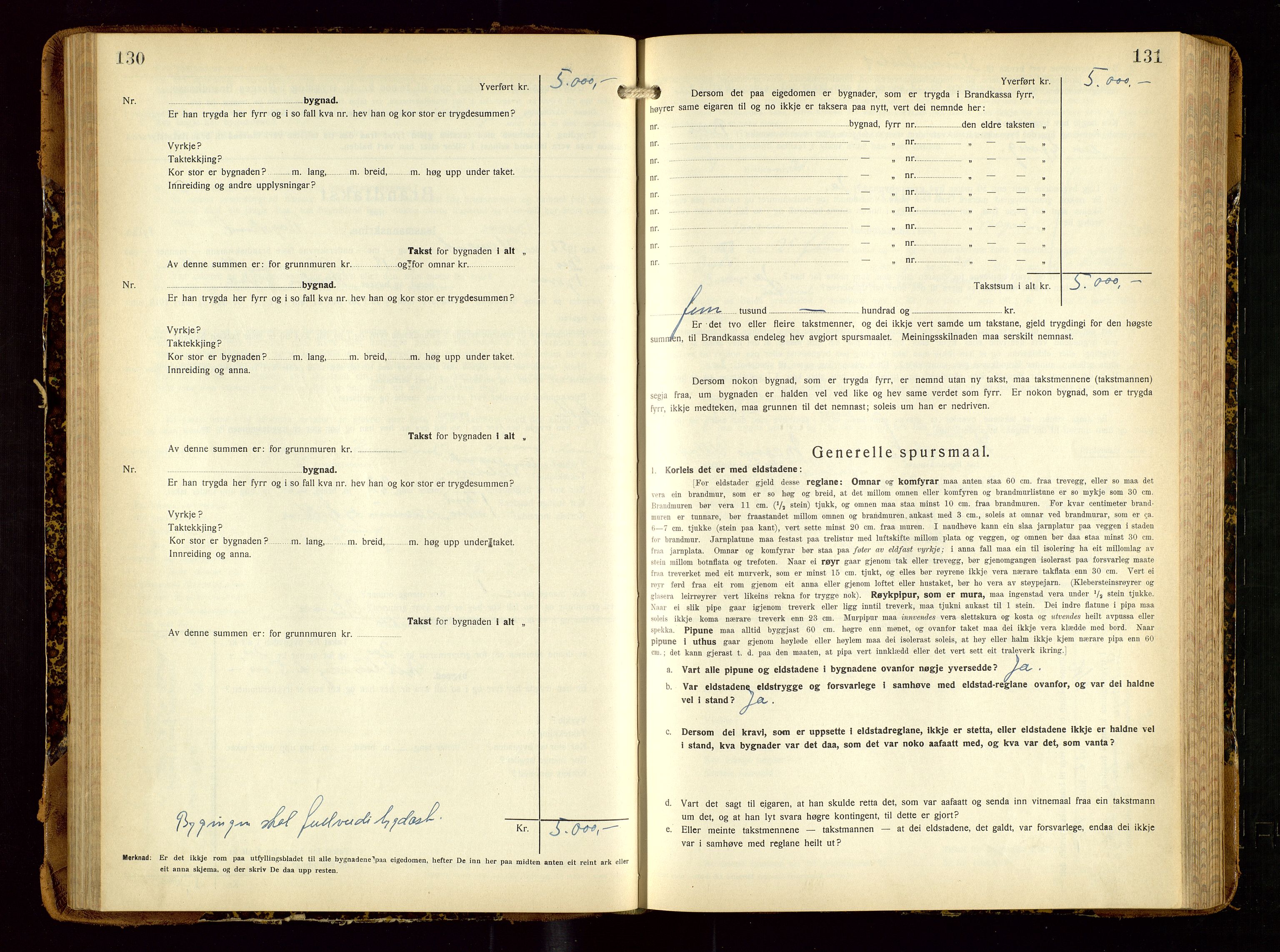 Tysvær lensmannskontor, AV/SAST-A-100192/Gob/L0003: "Brandtakstbok for Tysvær lensmannskrins", 1932-1955, p. 130-131