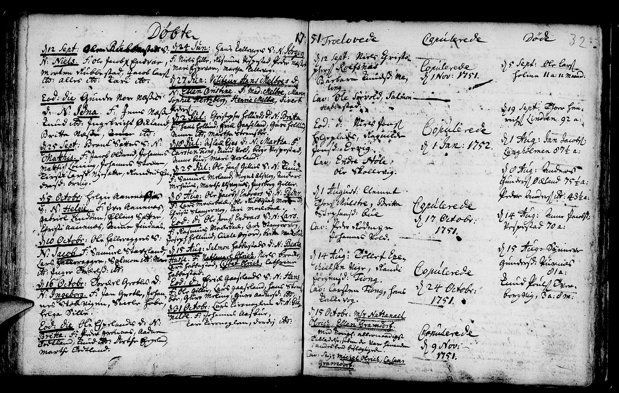 Finnås sokneprestembete, AV/SAB-A-99925/H/Ha/Haa/Haaa/L0002: Parish register (official) no. A 2, 1744-1764, p. 32