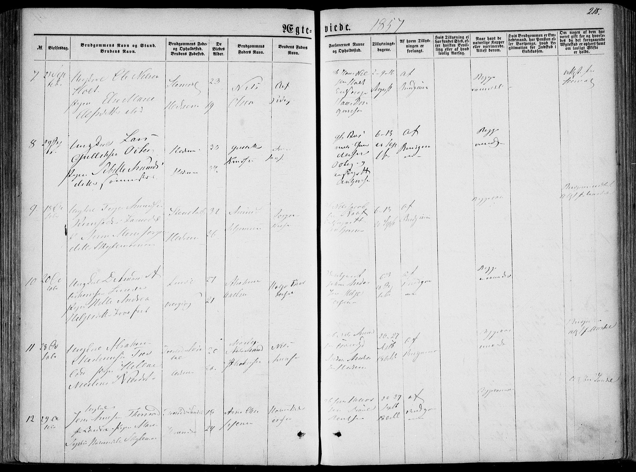 Hedrum kirkebøker, AV/SAKO-A-344/F/Fa/L0007: Parish register (official) no. I 7, 1857-1868, p. 218