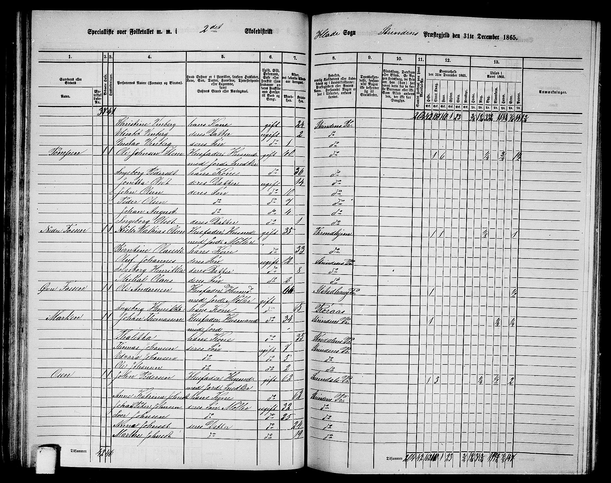 RA, 1865 census for Strinda, 1865, p. 56