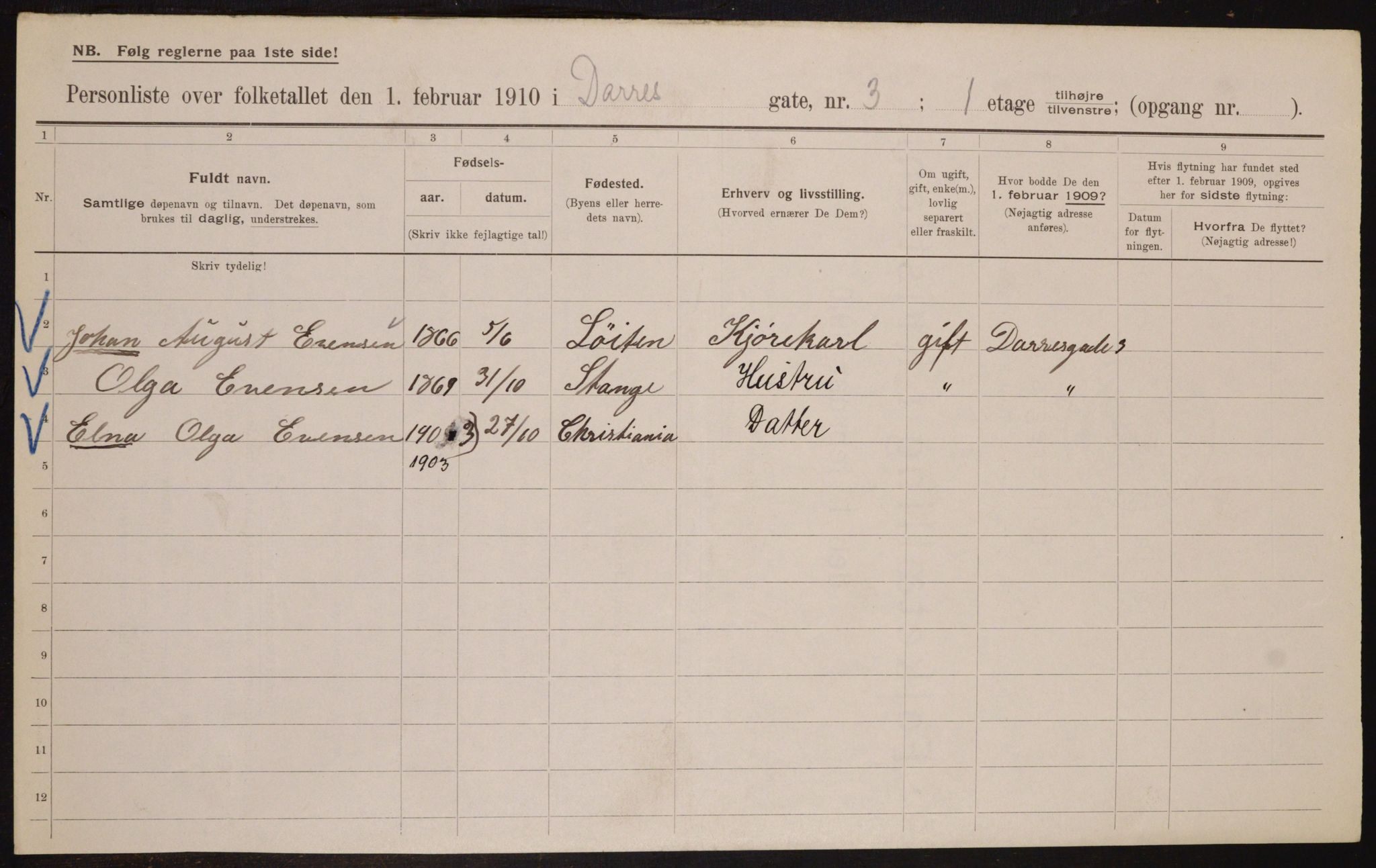 OBA, Municipal Census 1910 for Kristiania, 1910, p. 14754