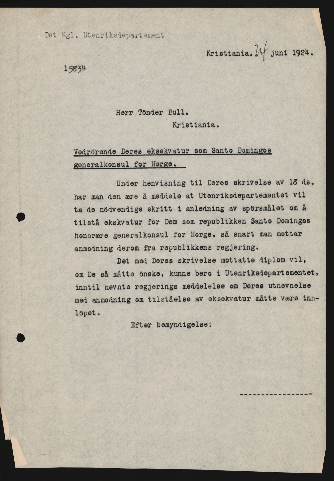 Utenriksdepartementet, AV/RA-S-2259, 1924, p. 7