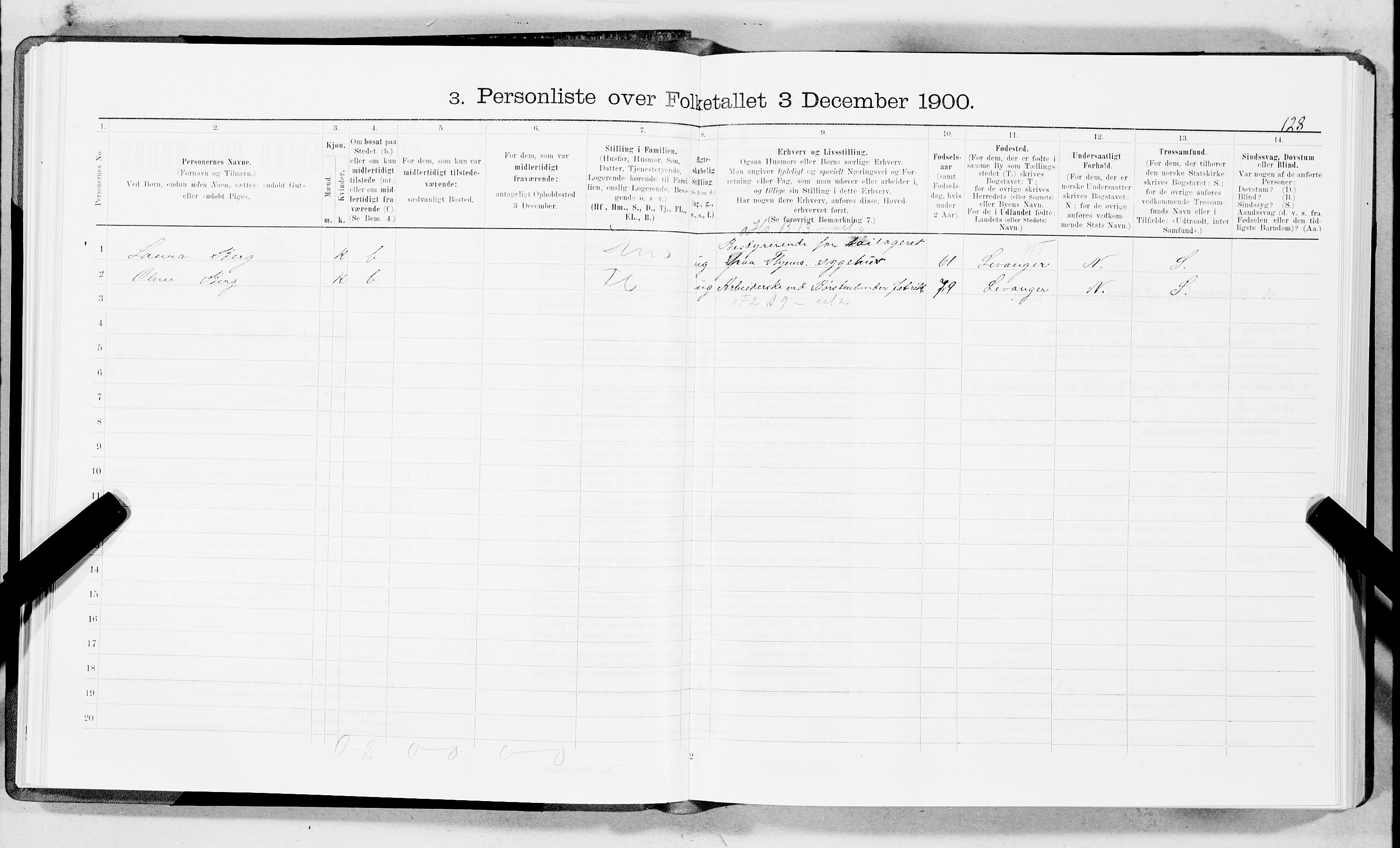 SAT, 1900 census for Trondheim, 1900, p. 5448