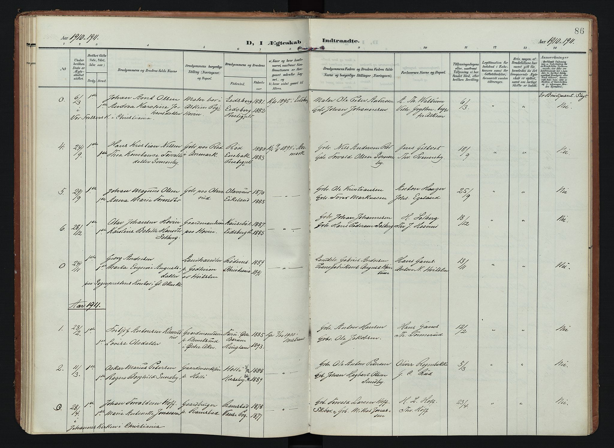 Spydeberg prestekontor Kirkebøker, SAO/A-10924/F/Fb/L0002: Parish register (official) no. II 2, 1908-1926, p. 86