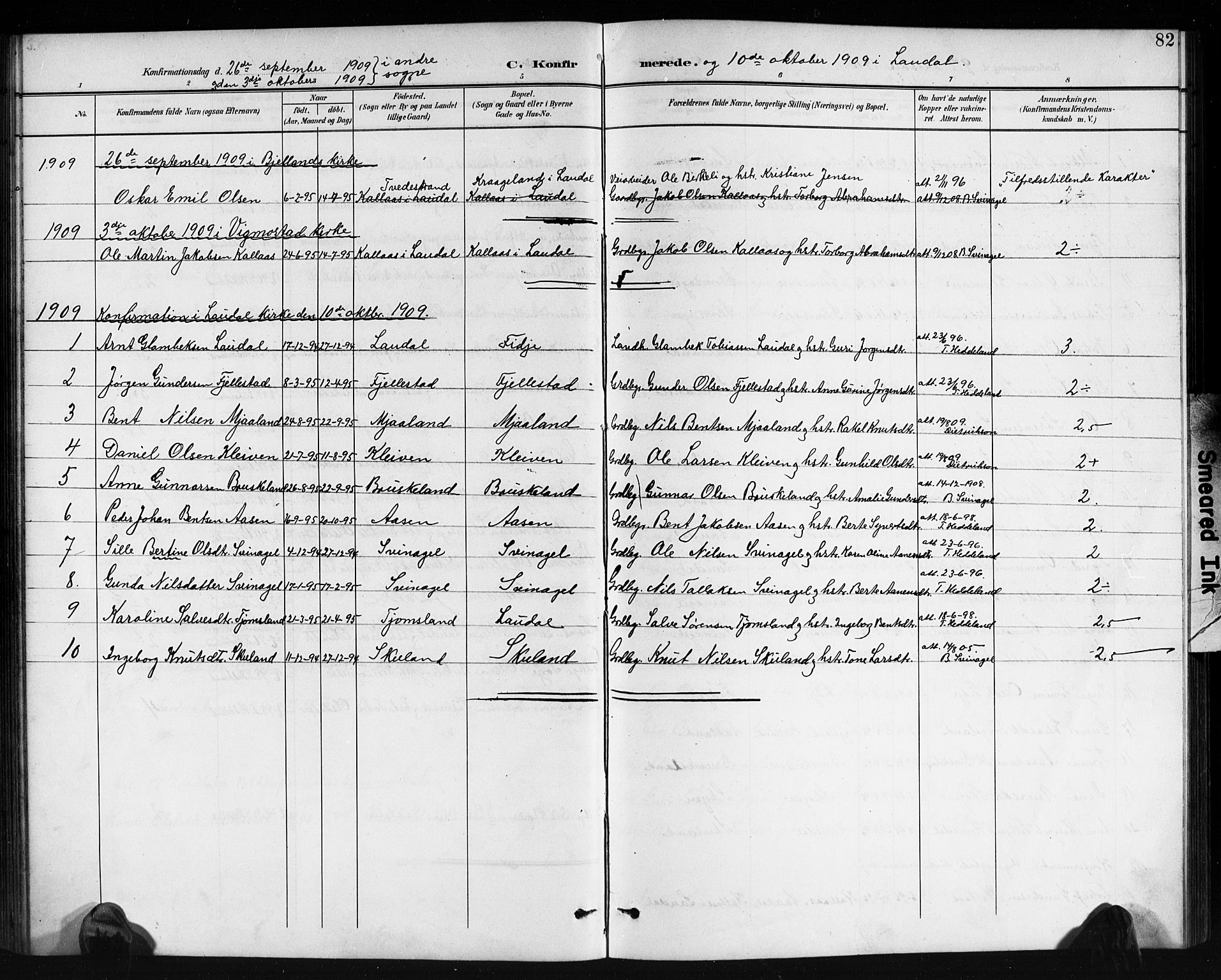 Holum sokneprestkontor, AV/SAK-1111-0022/F/Fb/Fbb/L0004: Parish register (copy) no. B 4, 1899-1920, p. 82