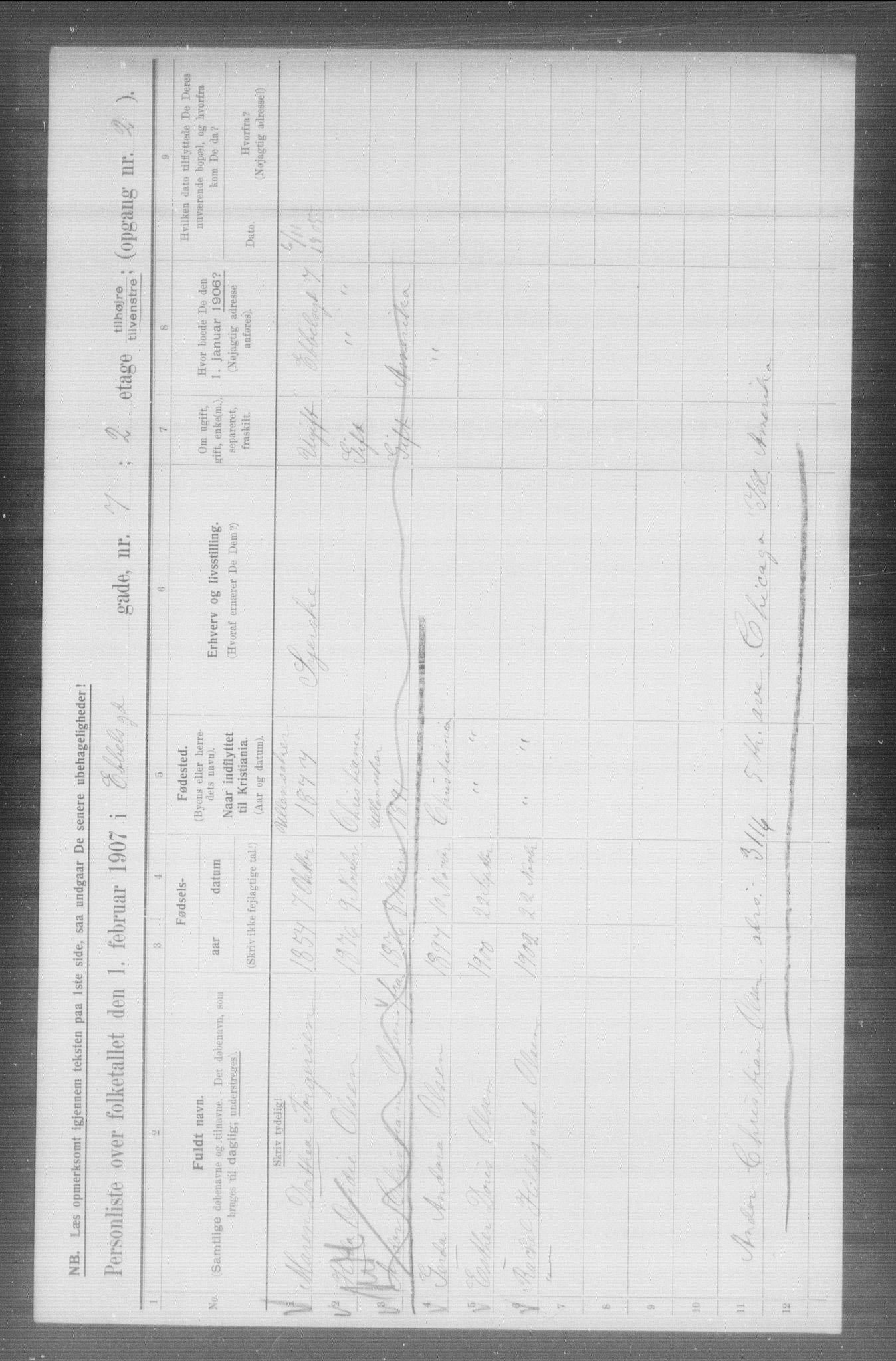 OBA, Municipal Census 1907 for Kristiania, 1907, p. 9261