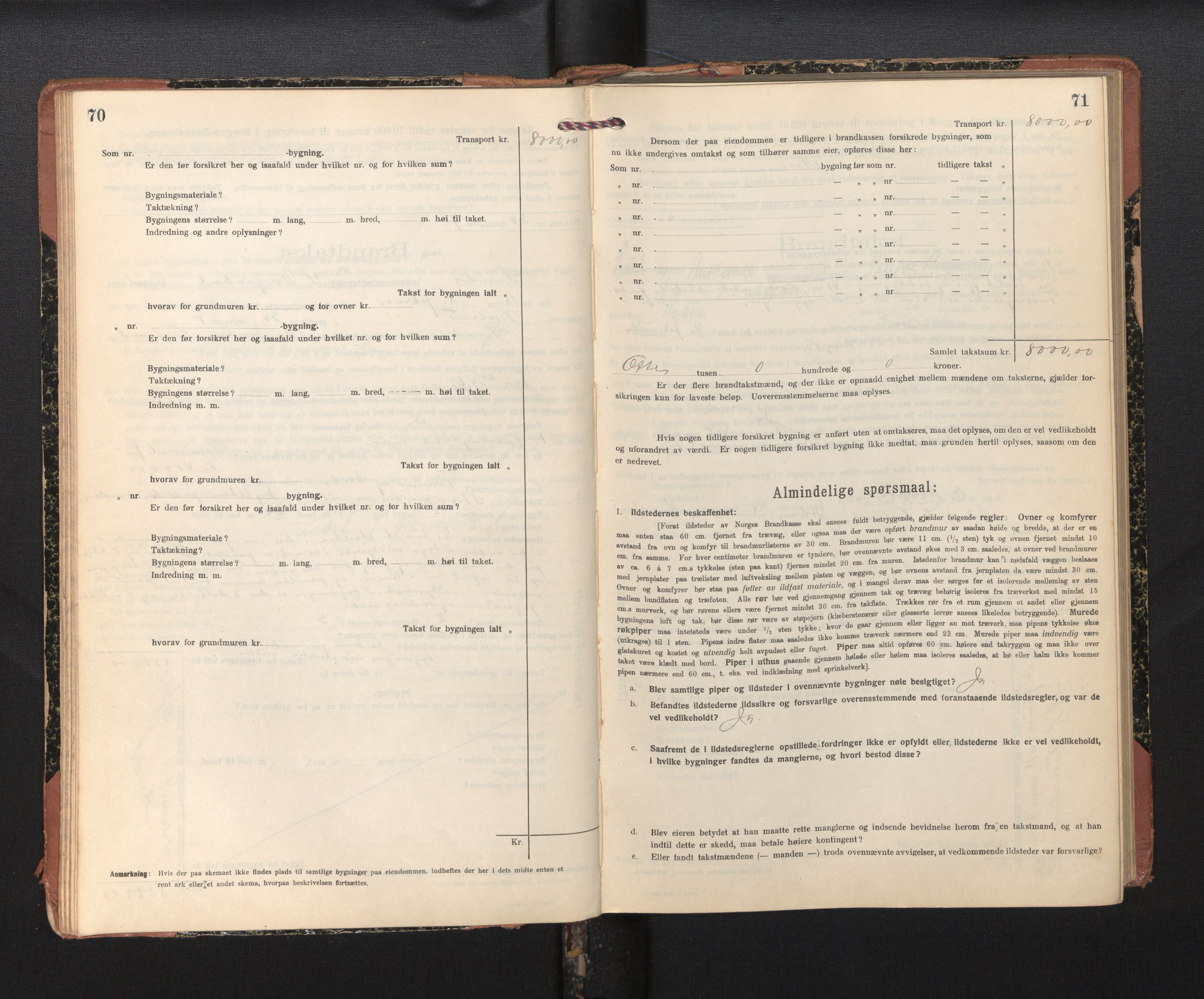 Lensmannen i Sund og Austevoll, SAB/A-35201/0012/L0004: Branntakstprotokoll, skjematakst, 1917-1949, p. 70-71