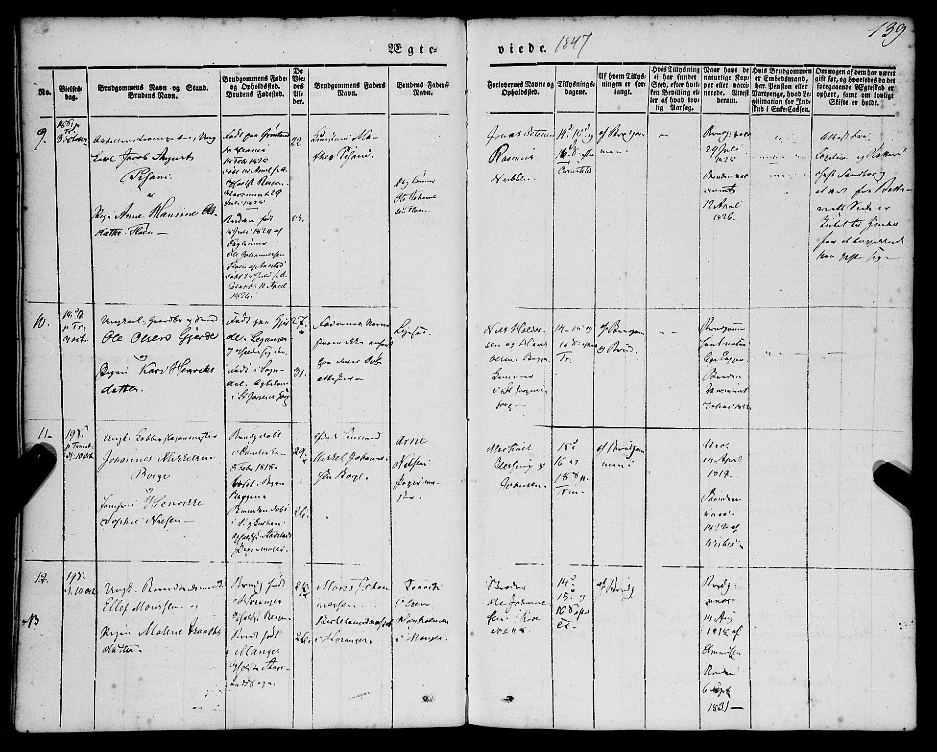 St. Jørgens hospital og Årstad sokneprestembete, AV/SAB-A-99934: Parish register (official) no. A 4, 1844-1863, p. 139