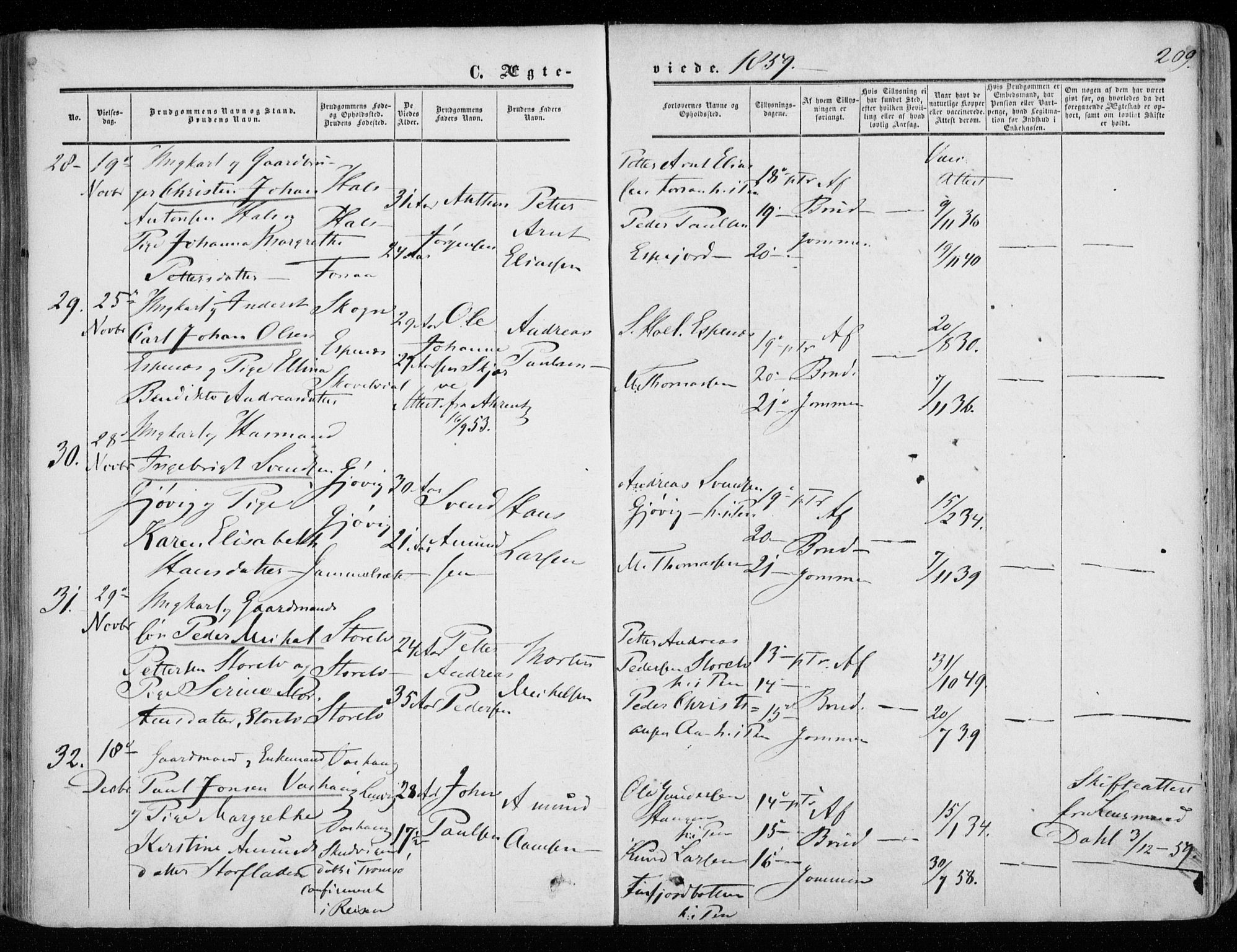 Tranøy sokneprestkontor, SATØ/S-1313/I/Ia/Iaa/L0007kirke: Parish register (official) no. 7, 1856-1866, p. 209