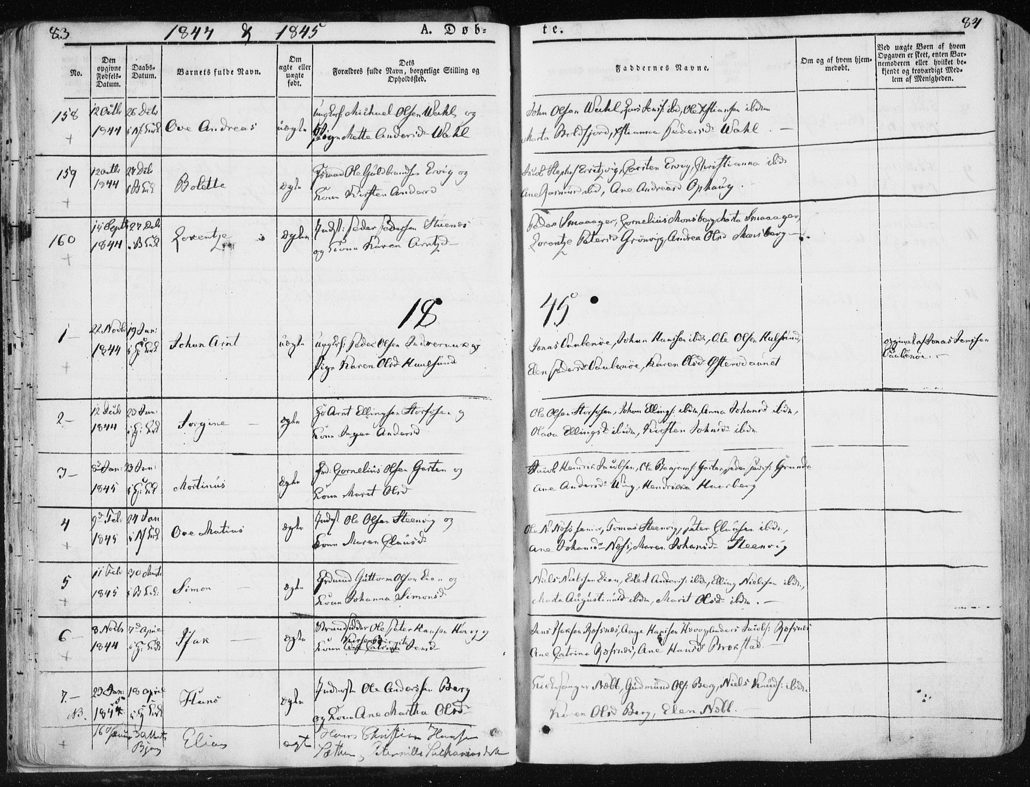 Ministerialprotokoller, klokkerbøker og fødselsregistre - Sør-Trøndelag, SAT/A-1456/659/L0736: Parish register (official) no. 659A06, 1842-1856, p. 83-84