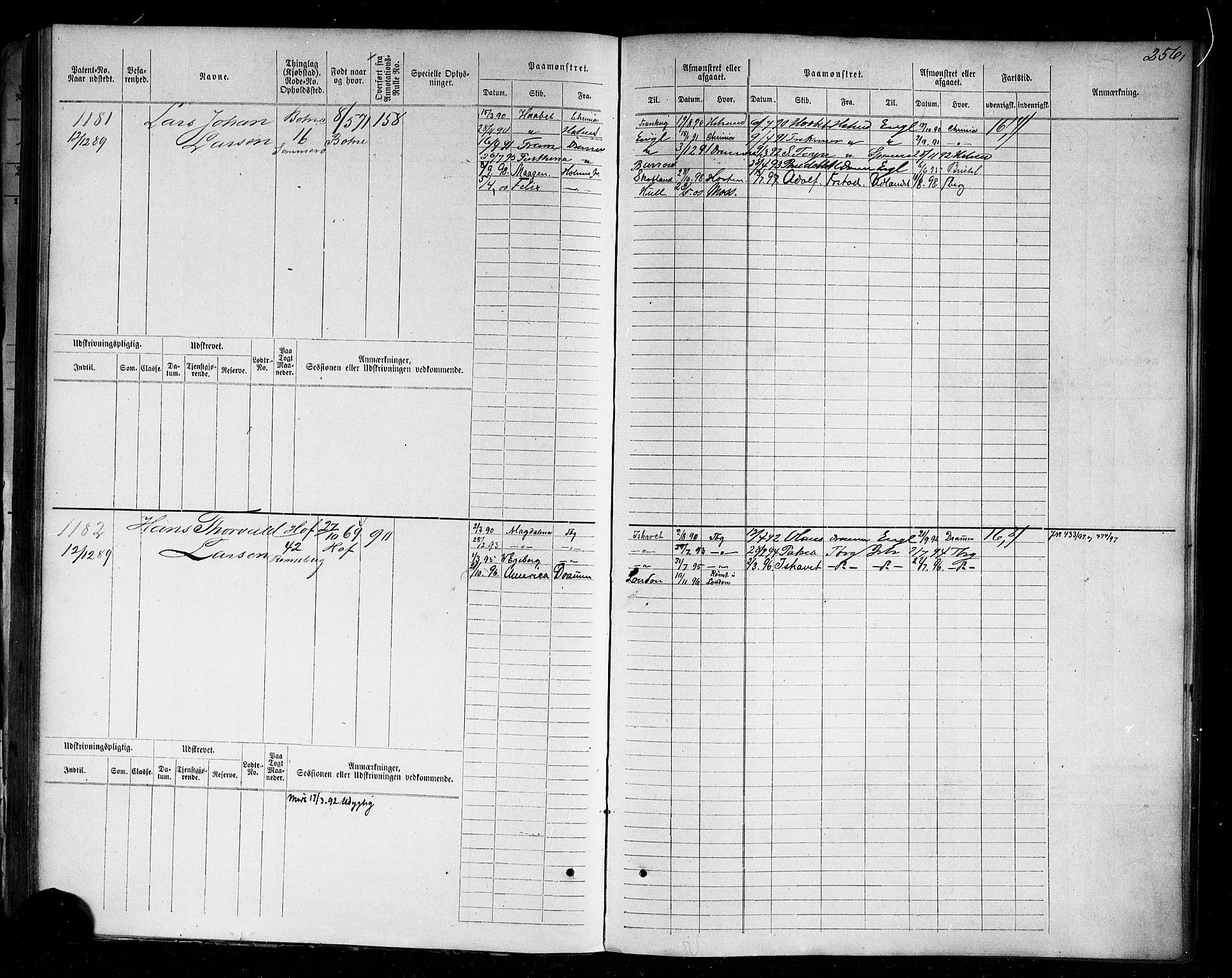 Holmestrand innrulleringskontor, AV/SAKO-A-1151/F/Fc/L0004: Hovedrulle, 1872-1913, p. 296