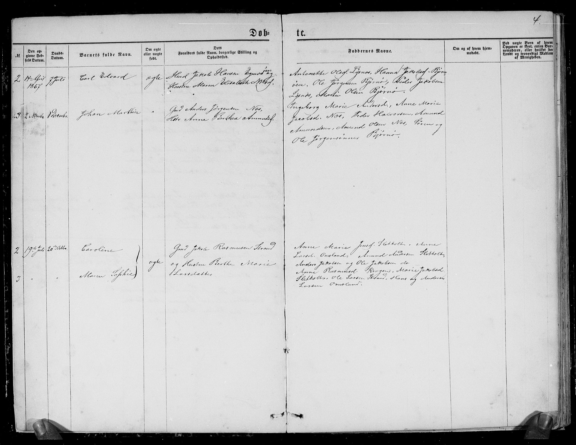 Brunlanes kirkebøker, AV/SAKO-A-342/G/Gc/L0001: Parish register (copy) no. III 1, 1866-1890, p. 4