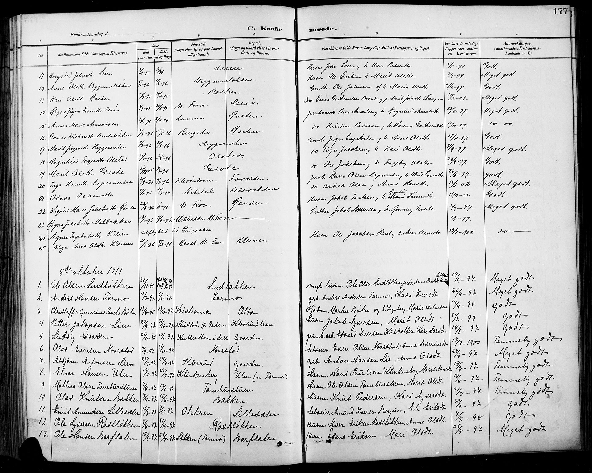 Sel prestekontor, AV/SAH-PREST-074/H/Ha/Hab/L0001: Parish register (copy) no. 1, 1894-1923, p. 177