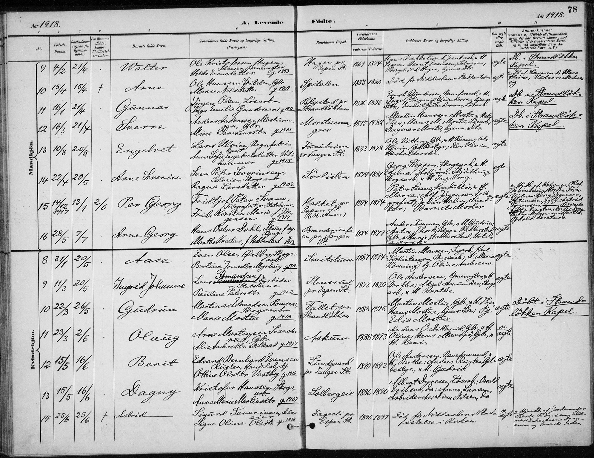 Stange prestekontor, AV/SAH-PREST-002/K/L0023: Parish register (official) no. 23, 1897-1920, p. 78