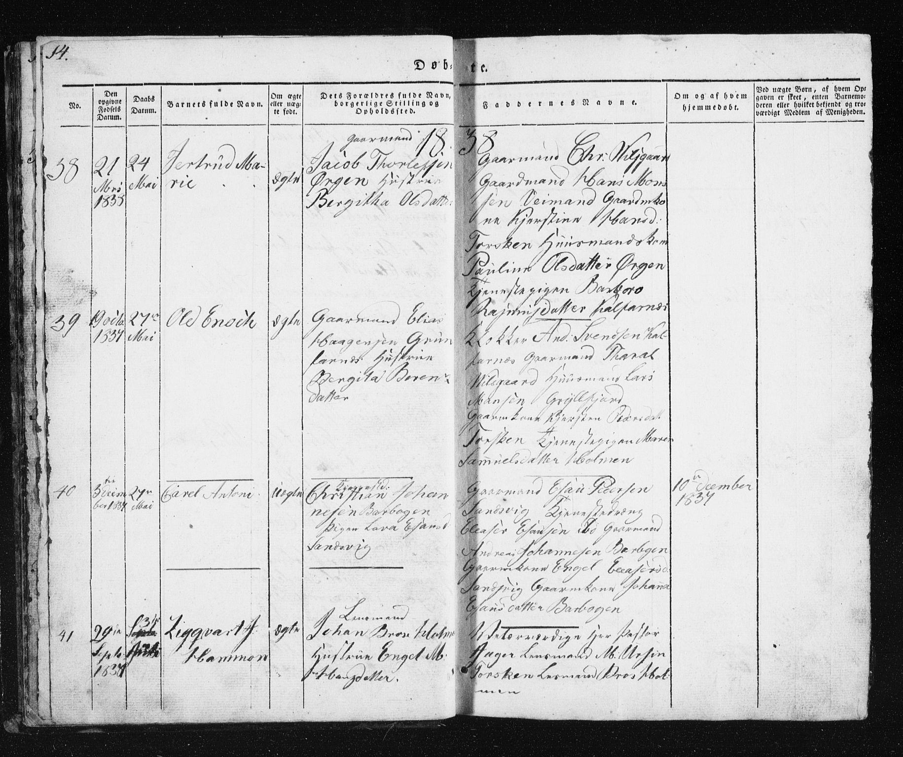 Berg sokneprestkontor, SATØ/S-1318/G/Ga/Gab/L0011klokker: Parish register (copy) no. 11, 1833-1878, p. 14