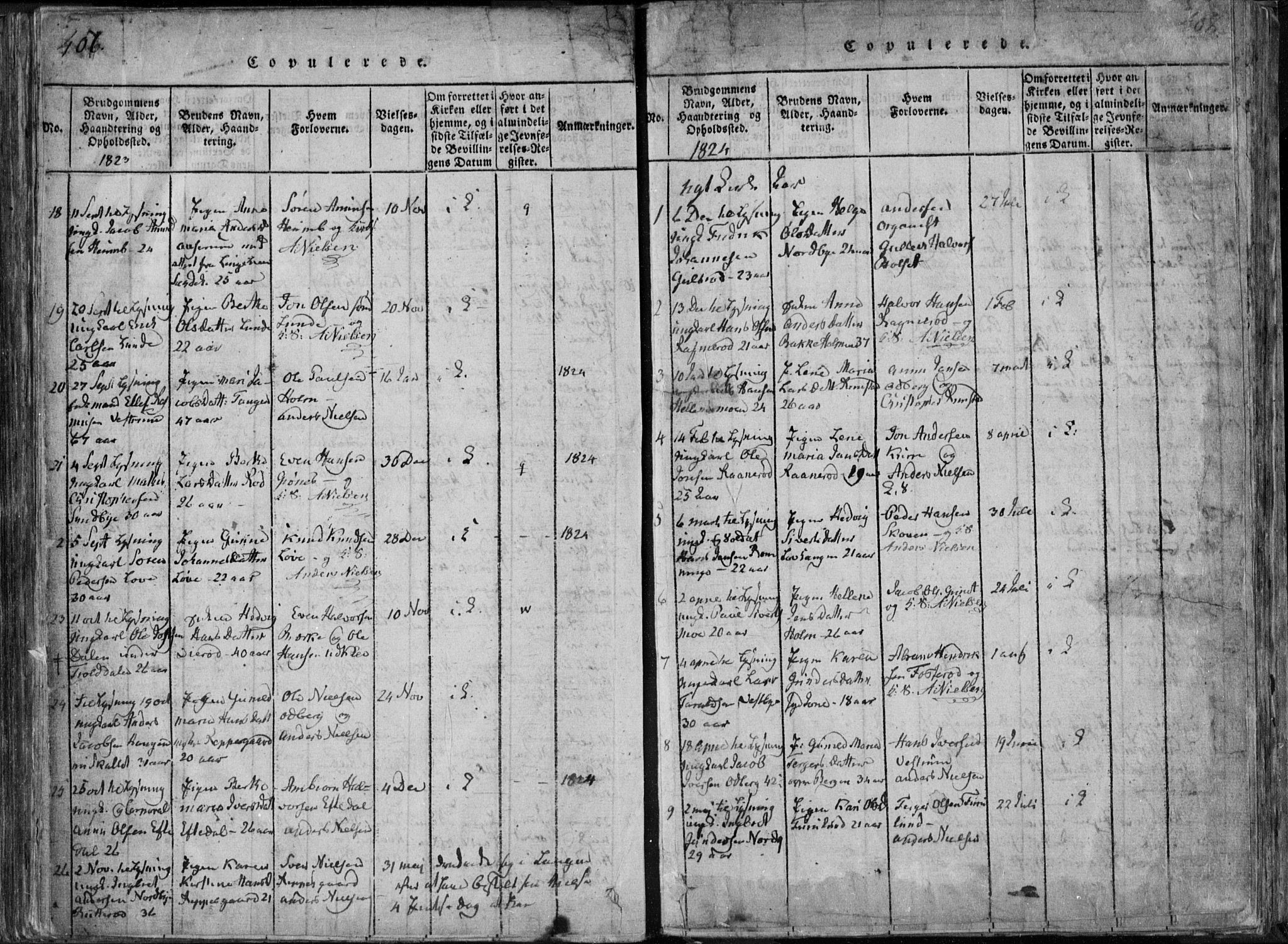 Hedrum kirkebøker, SAKO/A-344/F/Fa/L0004: Parish register (official) no. I 4, 1817-1835, p. 407-408