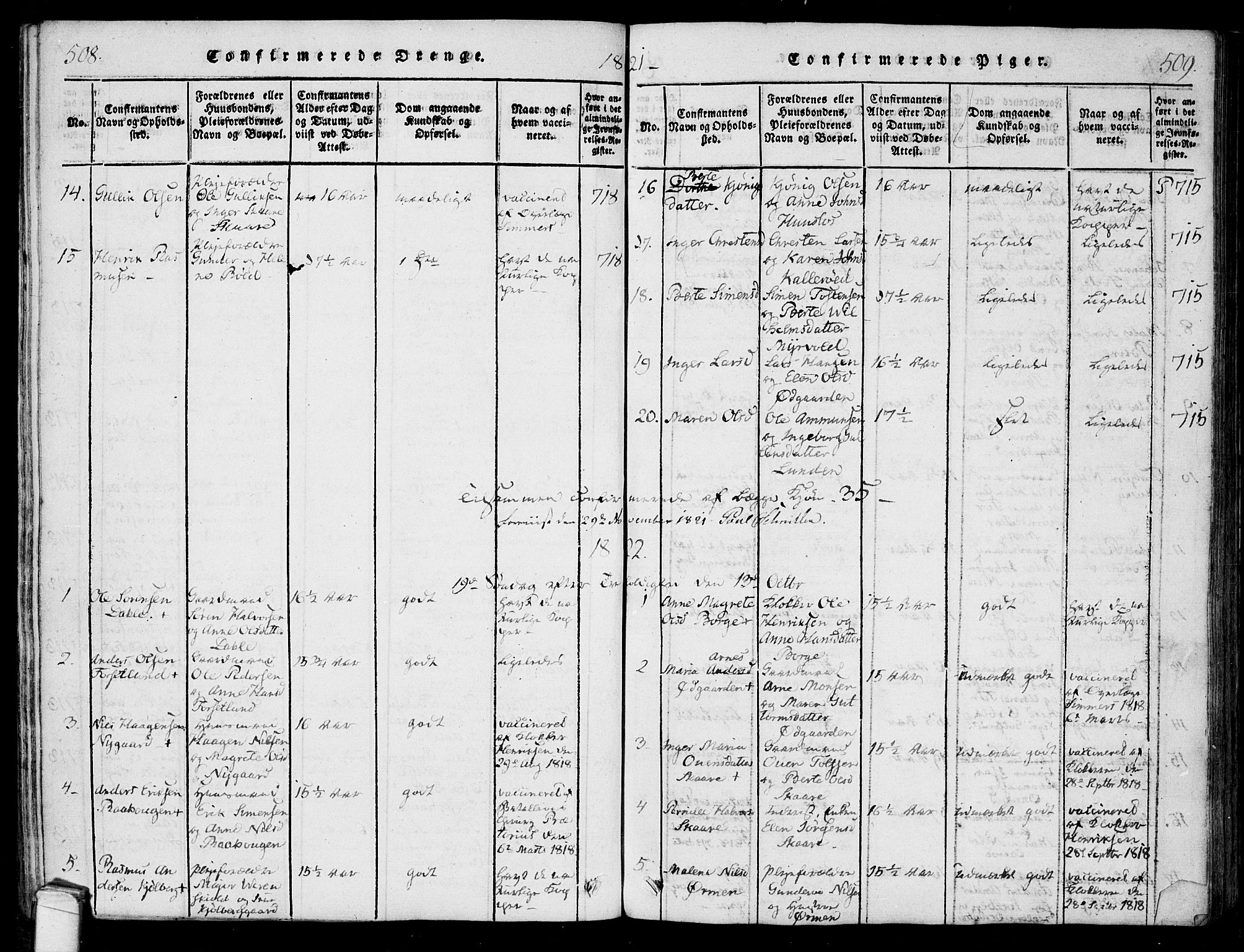 Onsøy prestekontor Kirkebøker, SAO/A-10914/F/Fa/L0002: Parish register (official) no. I 2, 1814-1840, p. 508-509