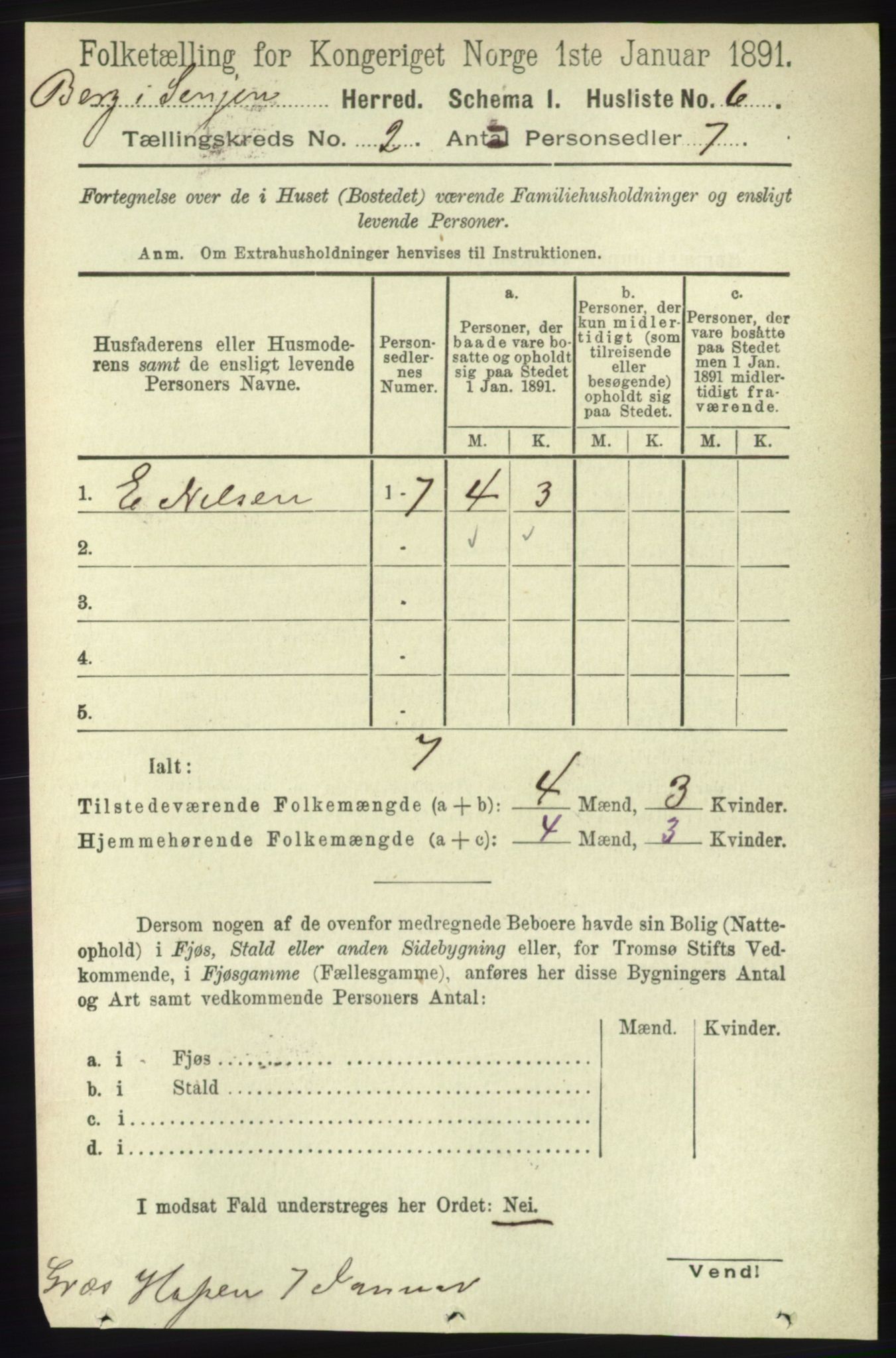 RA, 1891 census for 1929 Berg, 1891, p. 582