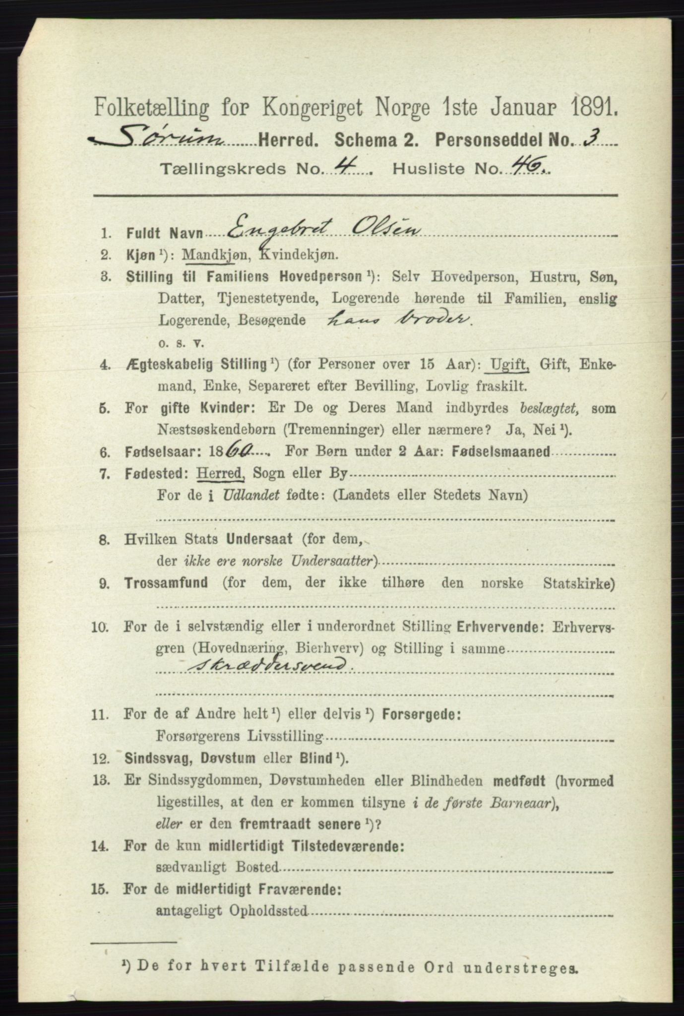 RA, 1891 census for 0226 Sørum, 1891, p. 2142