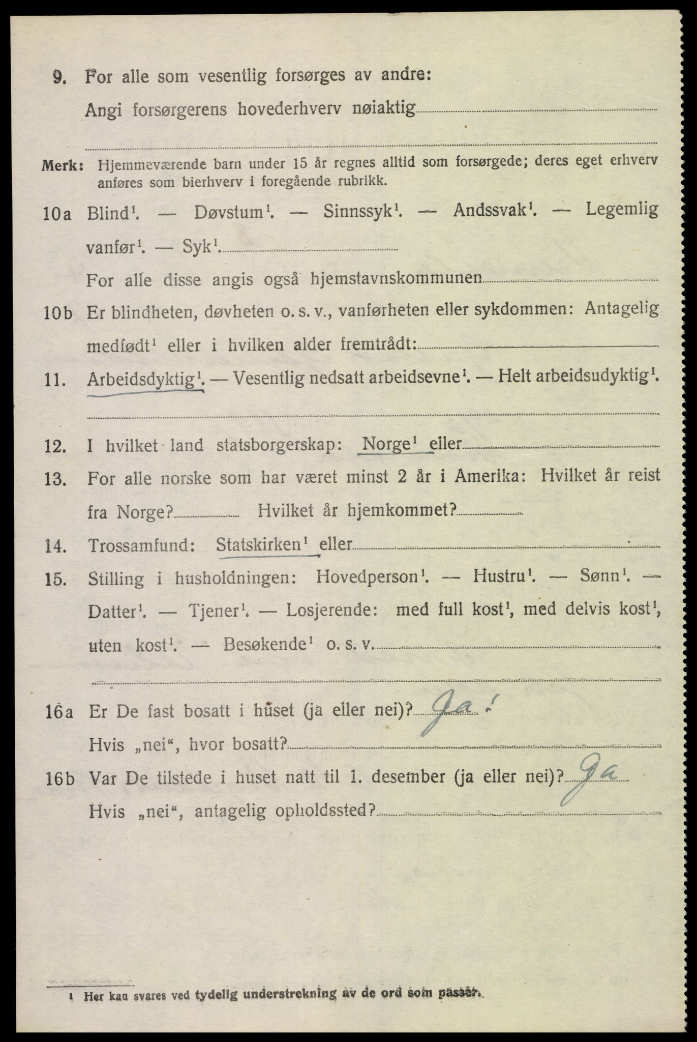 SAK, 1920 census for Vennesla, 1920, p. 3129