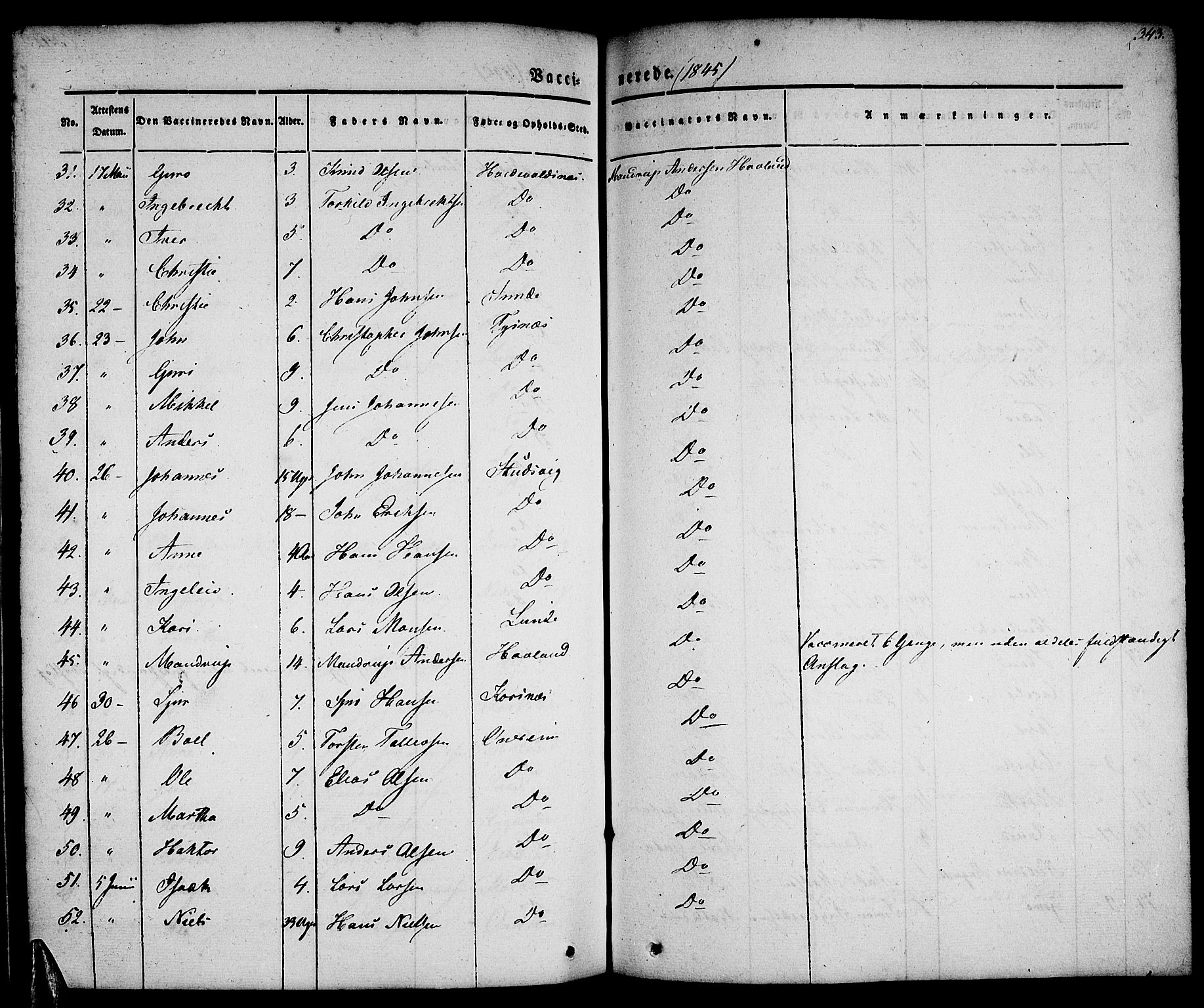 Tysnes sokneprestembete, AV/SAB-A-78601/H/Haa: Parish register (official) no. A 9, 1837-1848, p. 343