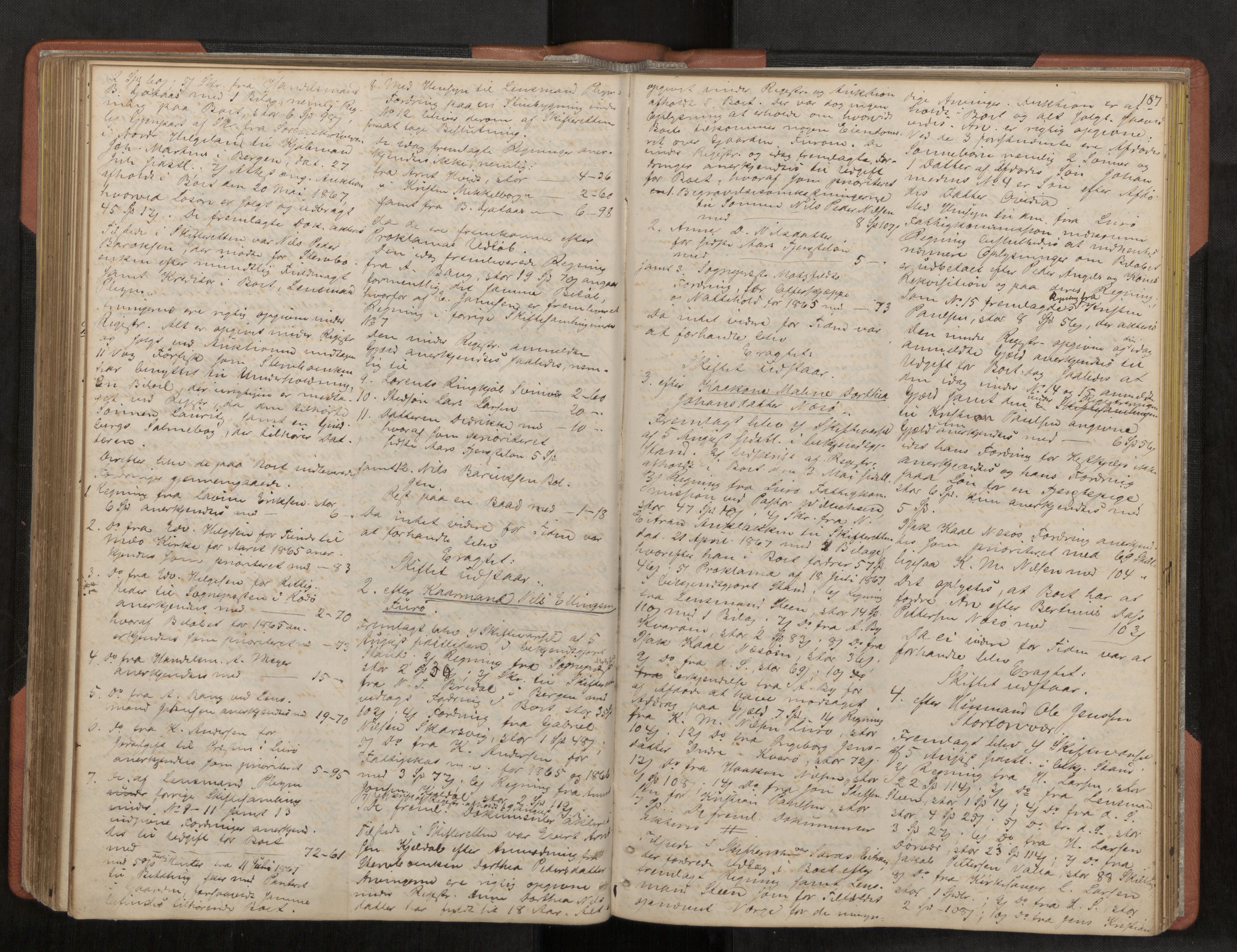 Rana sorenskriveri , AV/SAT-A-1108/1/3/3B/L0001: Skiftebehandlingsprotokoll, 1859-1872, p. 187
