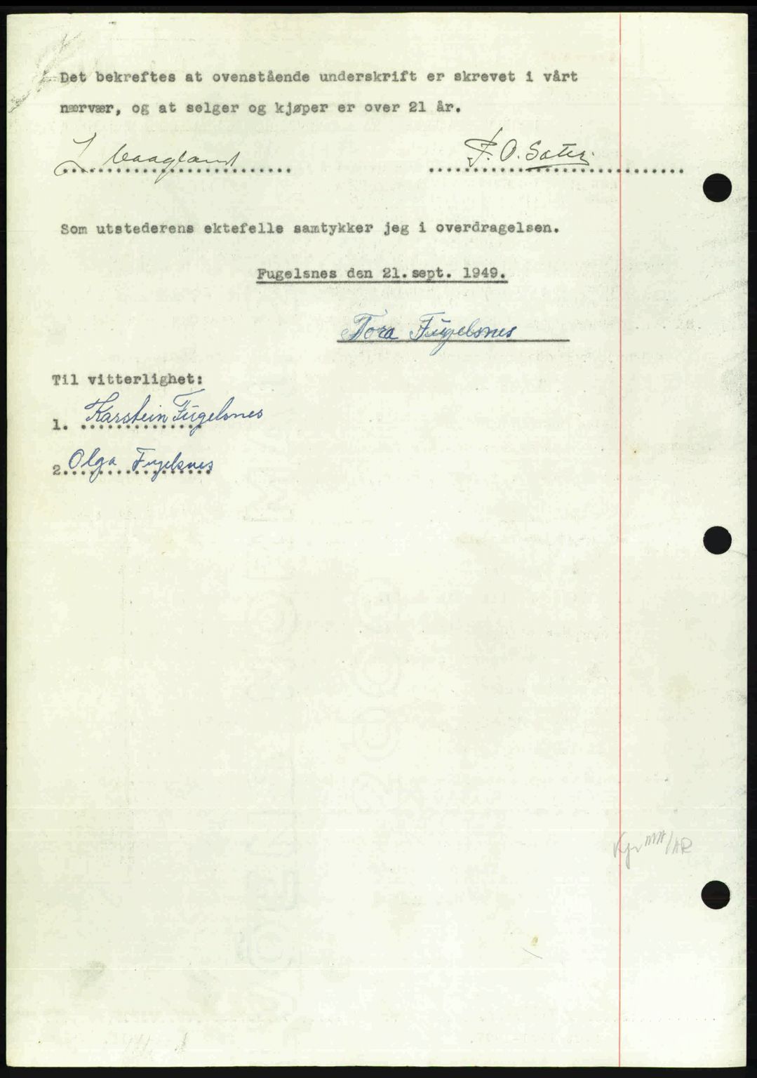 Nordmøre sorenskriveri, AV/SAT-A-4132/1/2/2Ca: Mortgage book no. A112, 1949-1949, Diary no: : 2843/1949