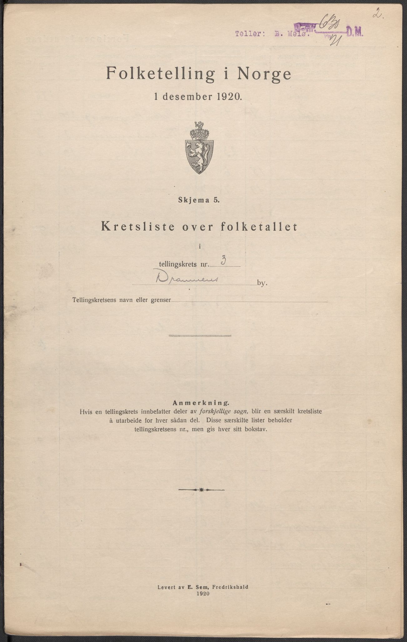 SAKO, 1920 census for Drammen, 1920, p. 25