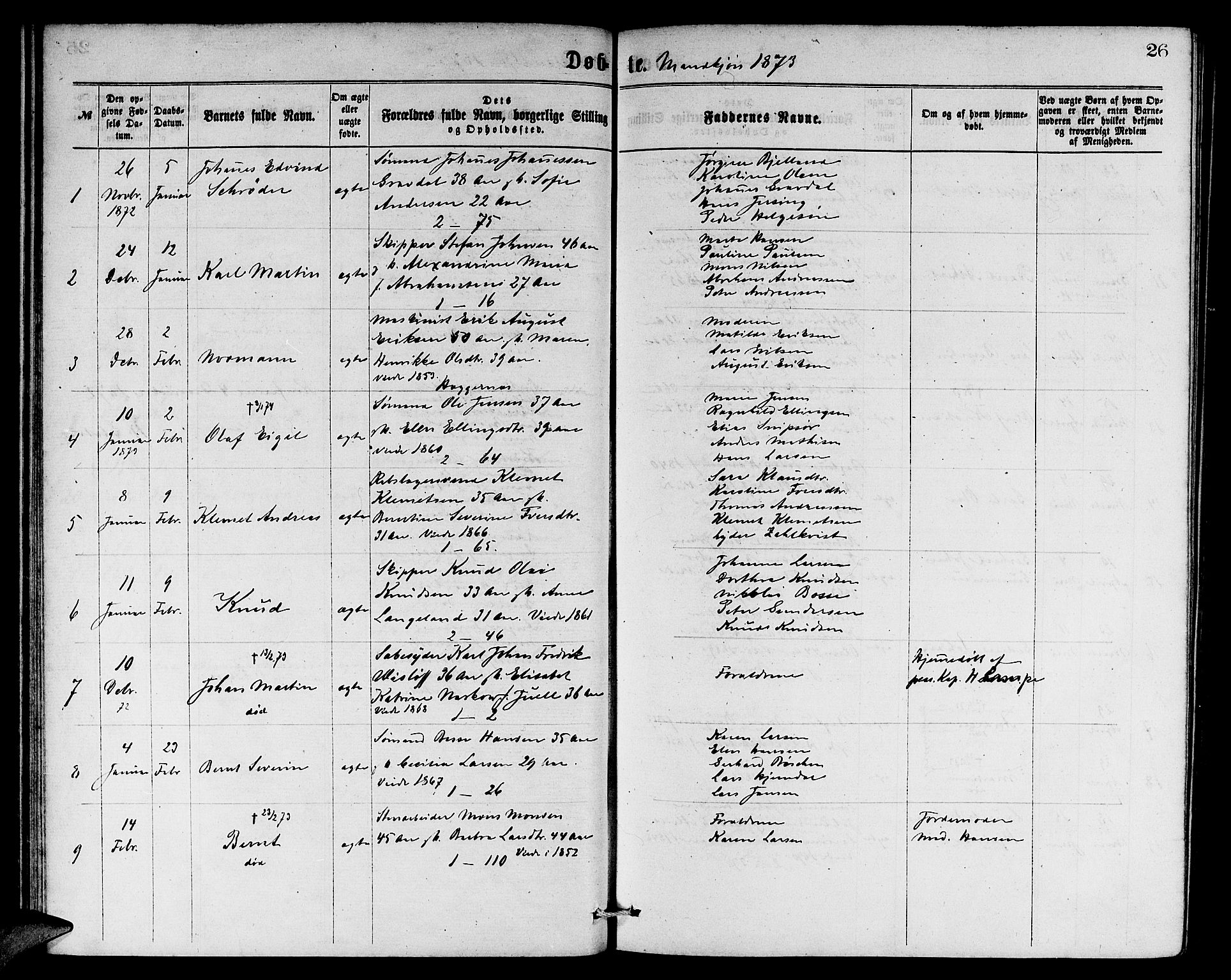 Sandviken Sokneprestembete, SAB/A-77601/H/Hb: Parish register (copy) no. A 1, 1867-1879, p. 26