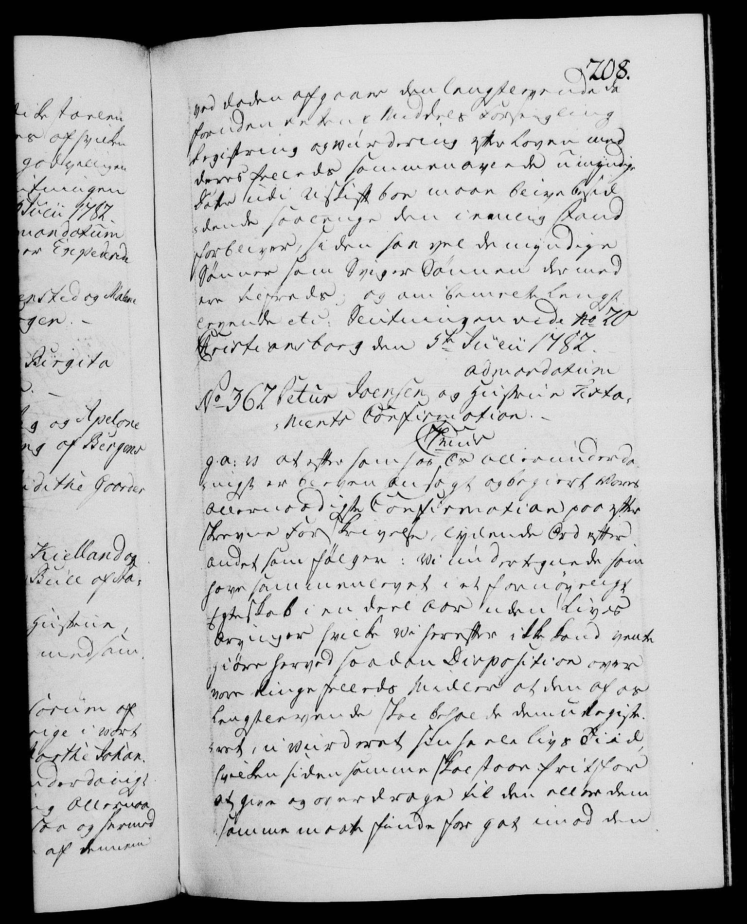 Danske Kanselli 1572-1799, RA/EA-3023/F/Fc/Fca/Fcaa/L0049: Norske registre, 1782-1783, p. 208a