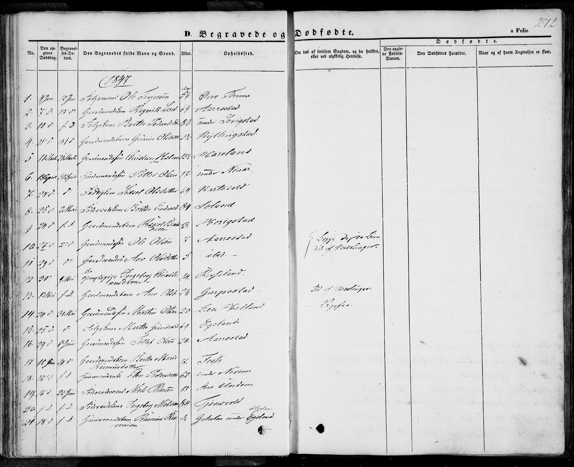 Lye sokneprestkontor, SAST/A-101794/001/30BA/L0006: Parish register (official) no. A 5.2, 1842-1855, p. 272