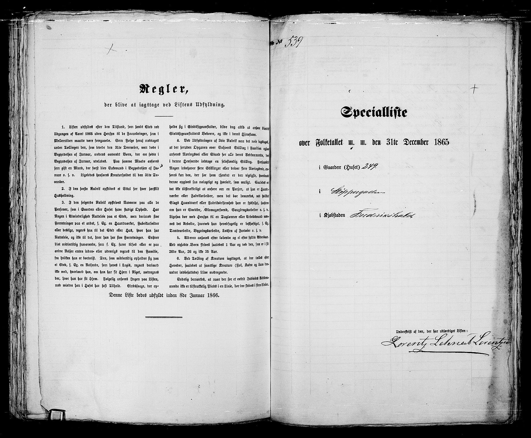 RA, 1865 census for Fredrikshald, 1865, p. 1081