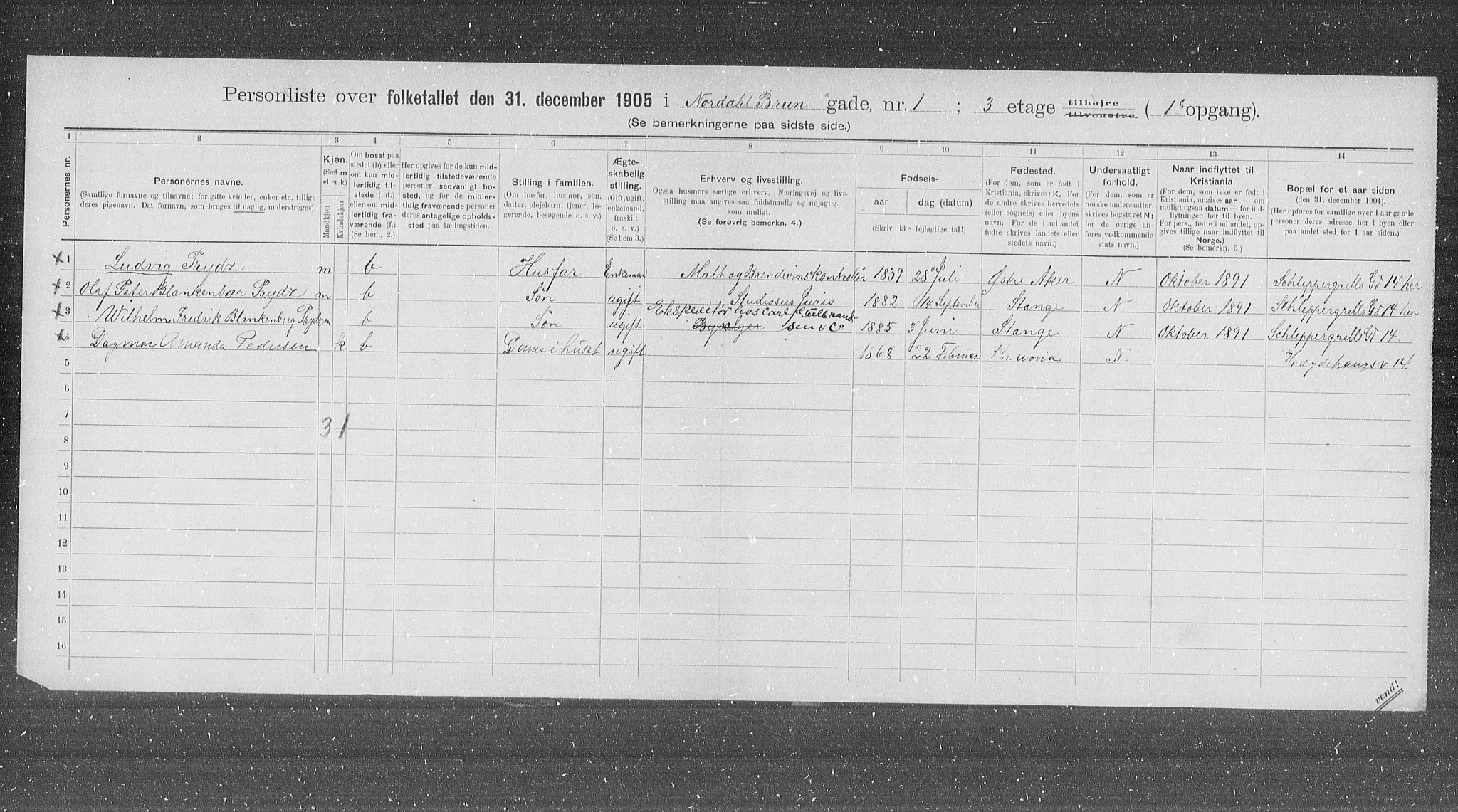 OBA, Municipal Census 1905 for Kristiania, 1905, p. 37588