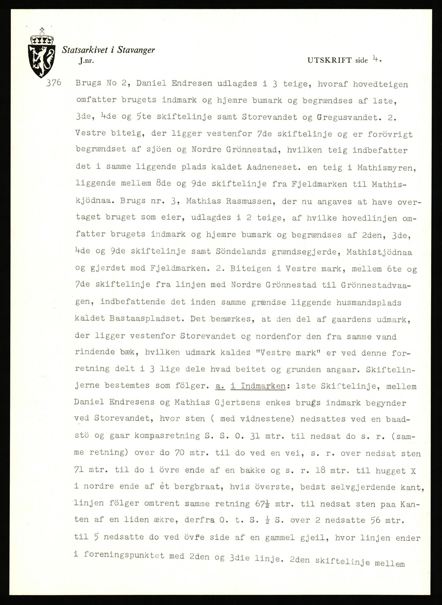 Statsarkivet i Stavanger, AV/SAST-A-101971/03/Y/Yj/L0027: Avskrifter sortert etter gårdsnavn: Gravdal - Grøtteland, 1750-1930, p. 411