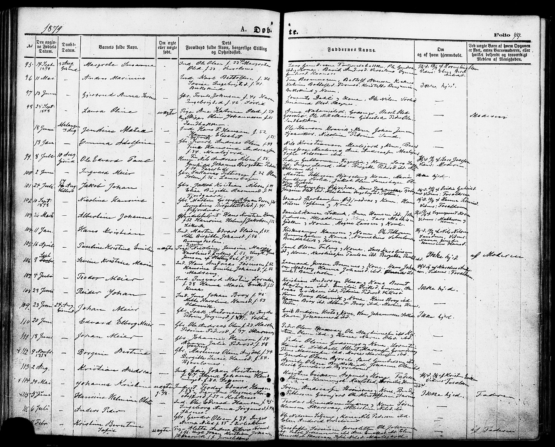 Lenvik sokneprestembete, SATØ/S-1310/H/Ha/Haa/L0010kirke: Parish register (official) no. 10, 1873-1880, p. 79