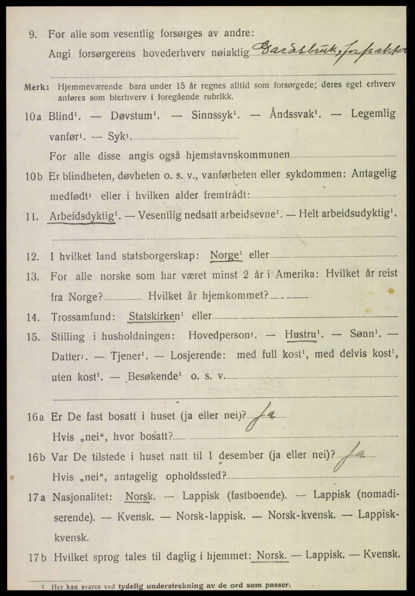 SAT, 1920 census for Grong, 1920, p. 6098