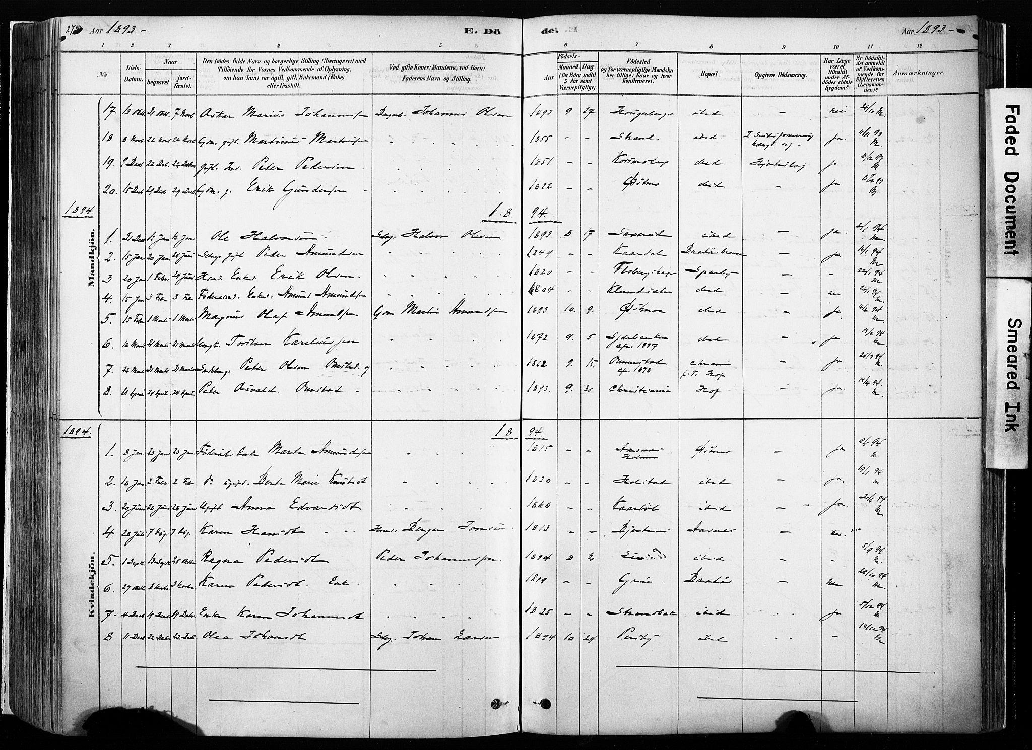 Hof prestekontor, SAH/PREST-038/H/Ha/Haa/L0010: Parish register (official) no. 10, 1878-1909, p. 275