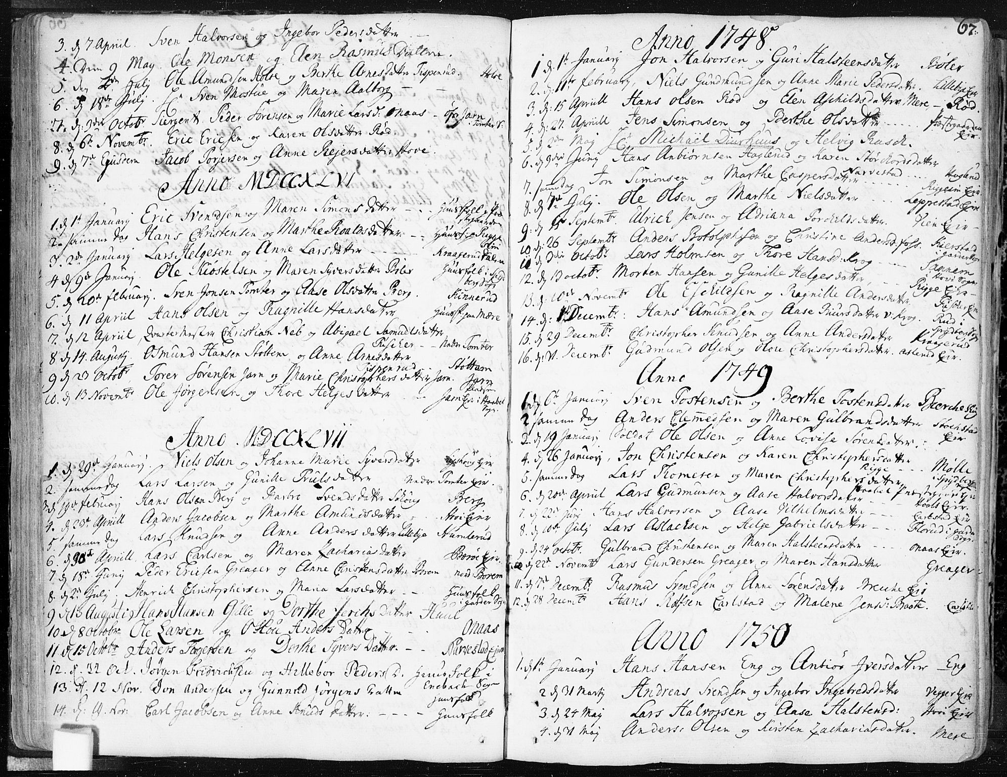 Hobøl prestekontor Kirkebøker, SAO/A-2002/F/Fa/L0001: Parish register (official) no. I 1, 1733-1814, p. 67