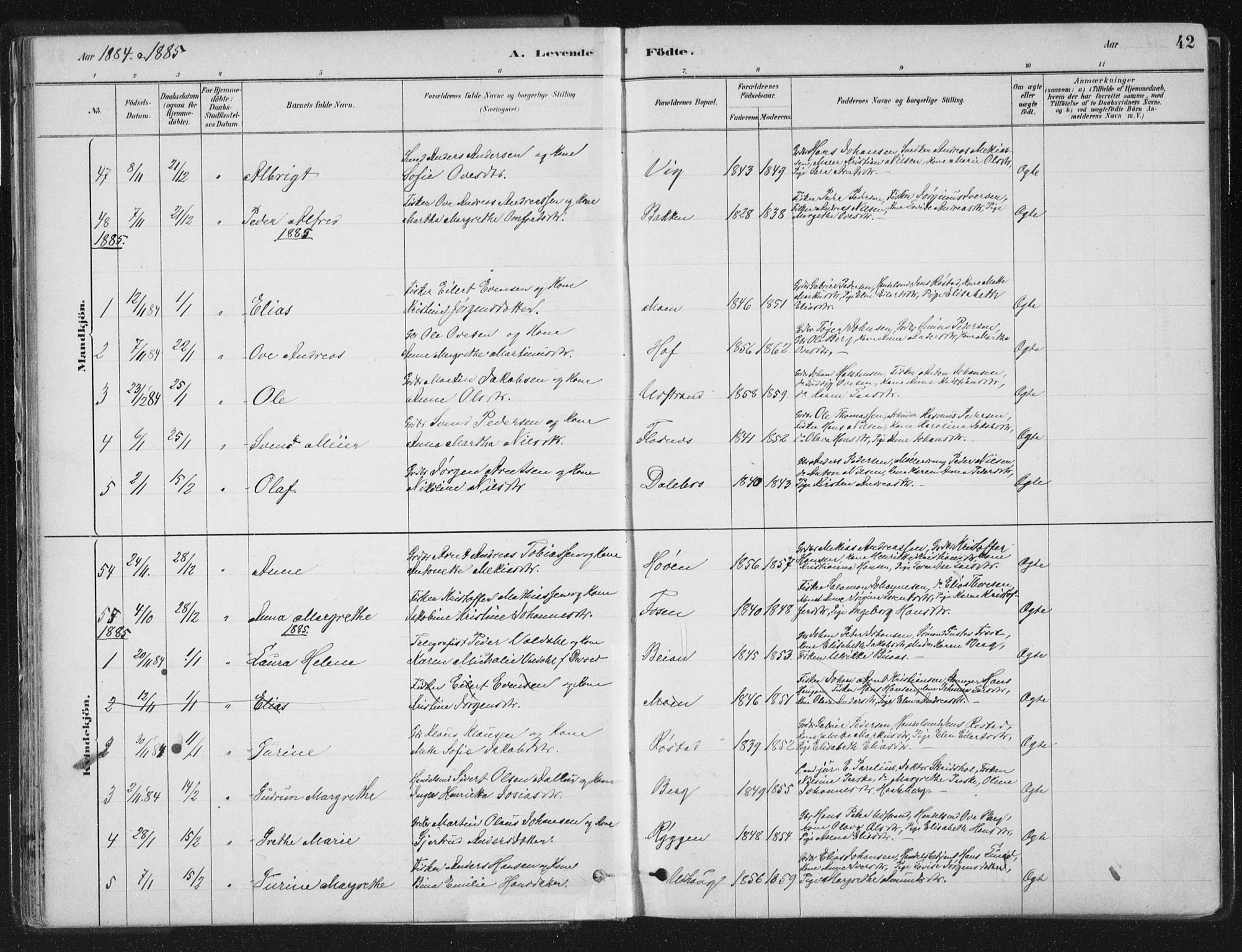 Ministerialprotokoller, klokkerbøker og fødselsregistre - Sør-Trøndelag, SAT/A-1456/659/L0739: Parish register (official) no. 659A09, 1879-1893, p. 42