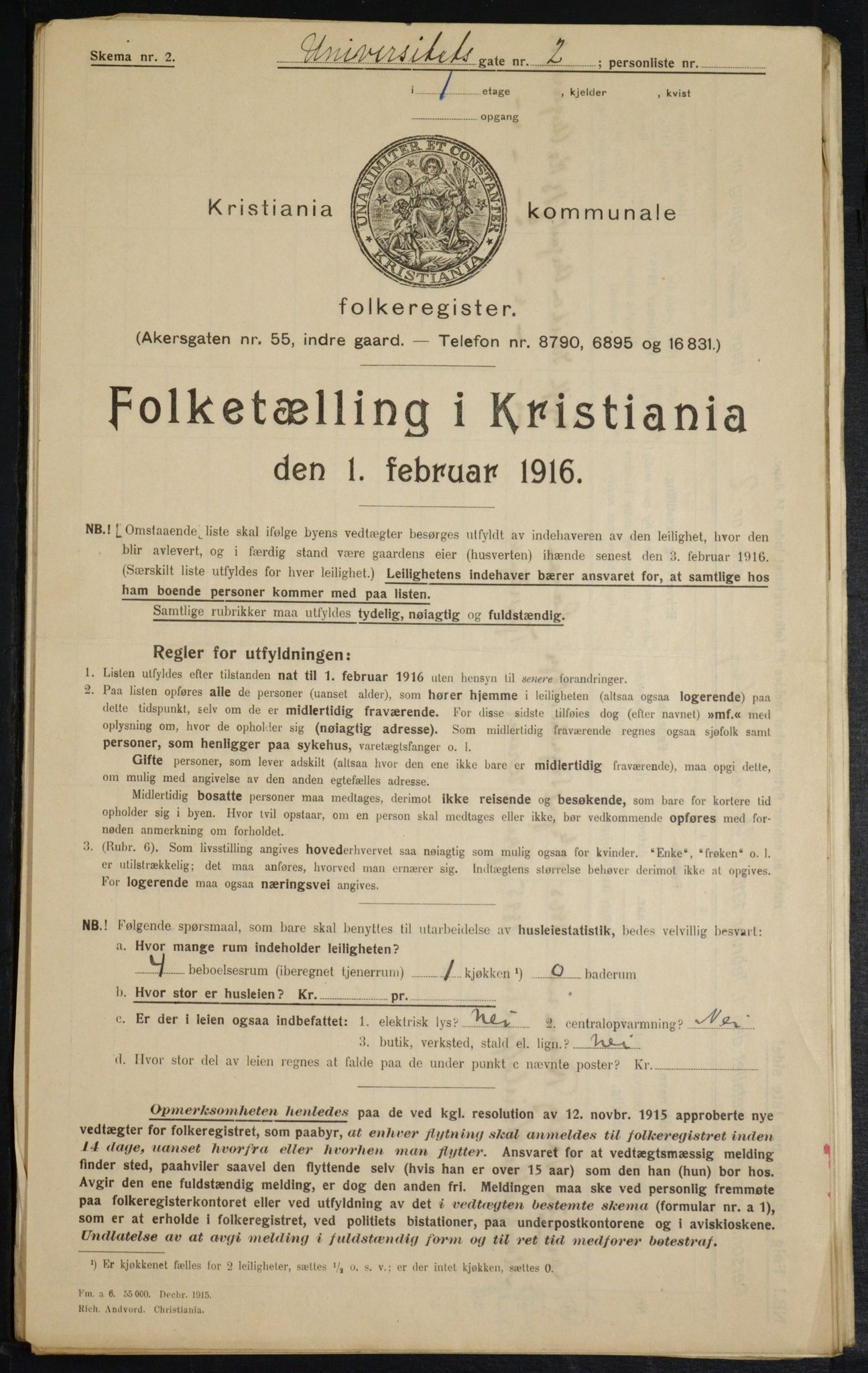 OBA, Municipal Census 1916 for Kristiania, 1916, p. 123662