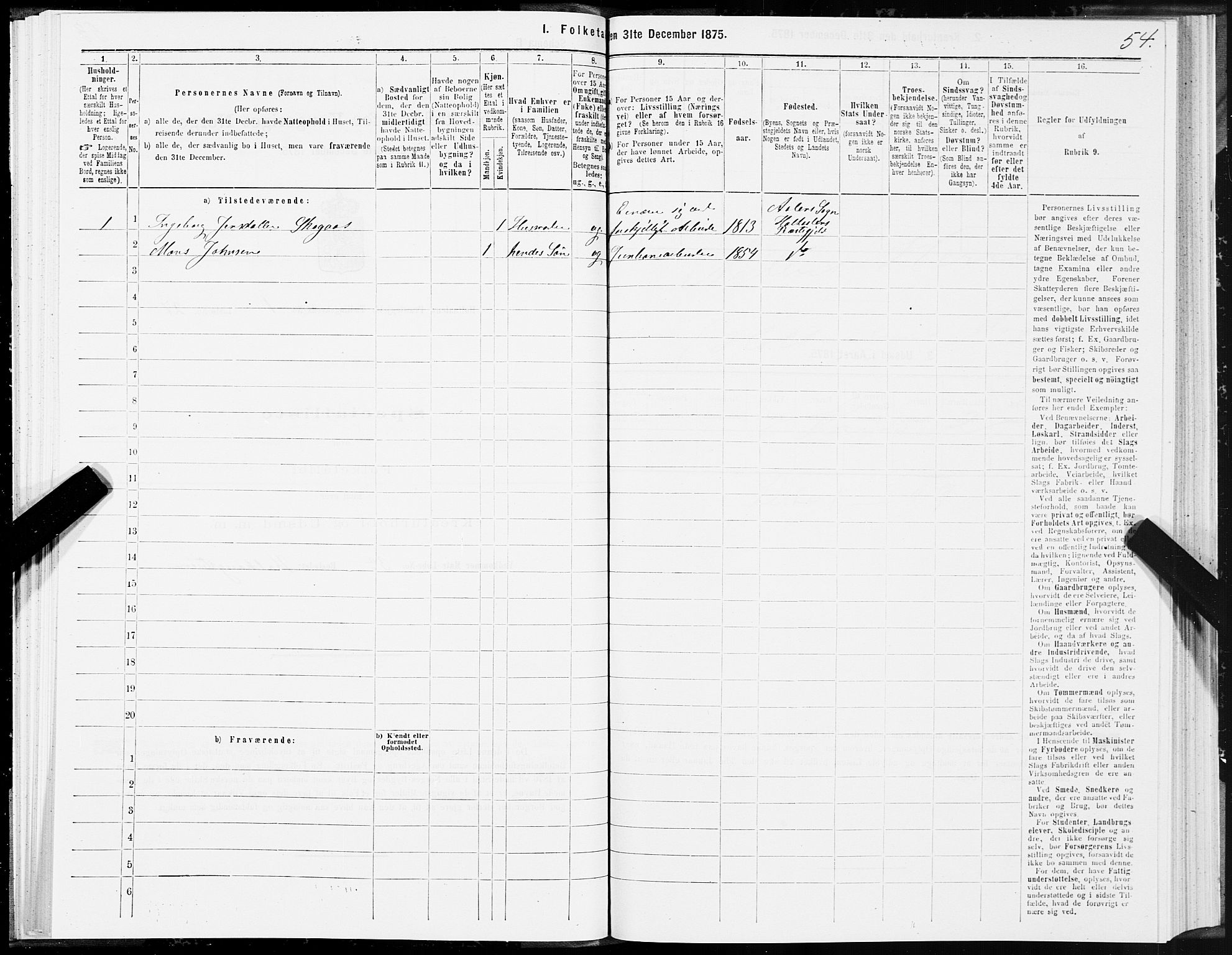 SAT, 1875 census for 1645P Haltdalen, 1875, p. 4054