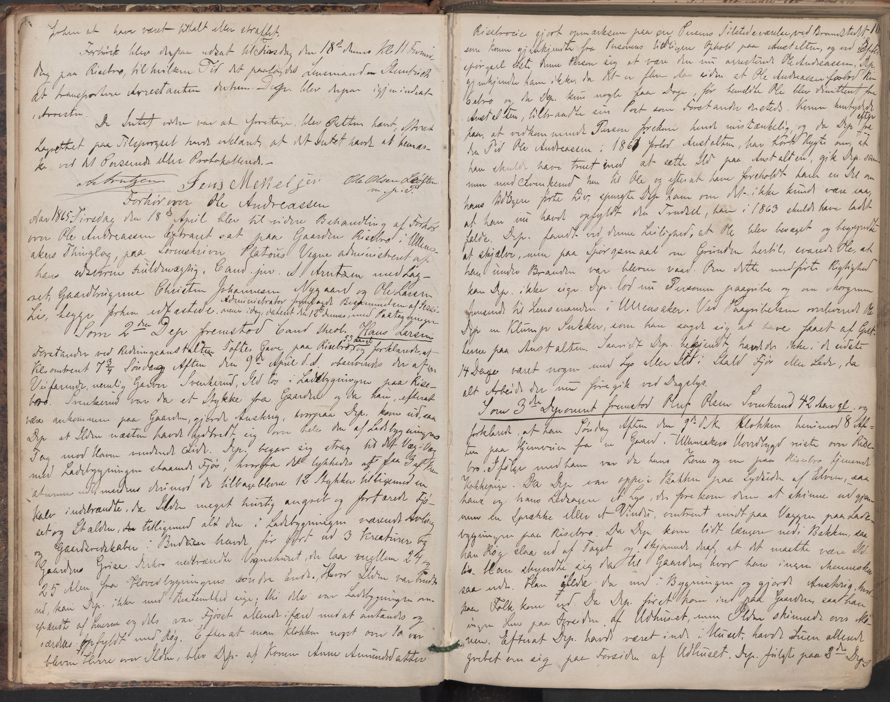 Nes tingrett, AV/SAO-A-10548/F/Fc/Fcb/L0005: Ekstrarettsprotokoll "O", 1864-1870, p. 10