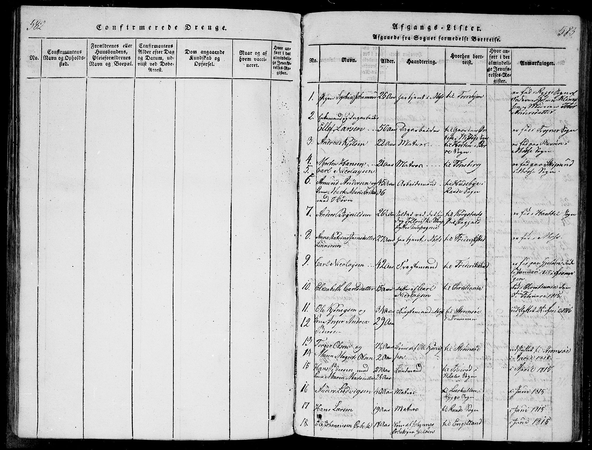 Moss prestekontor Kirkebøker, SAO/A-2003/F/Fa/L0005: Parish register (official) no. I 5, 1814-1828, p. 582-583