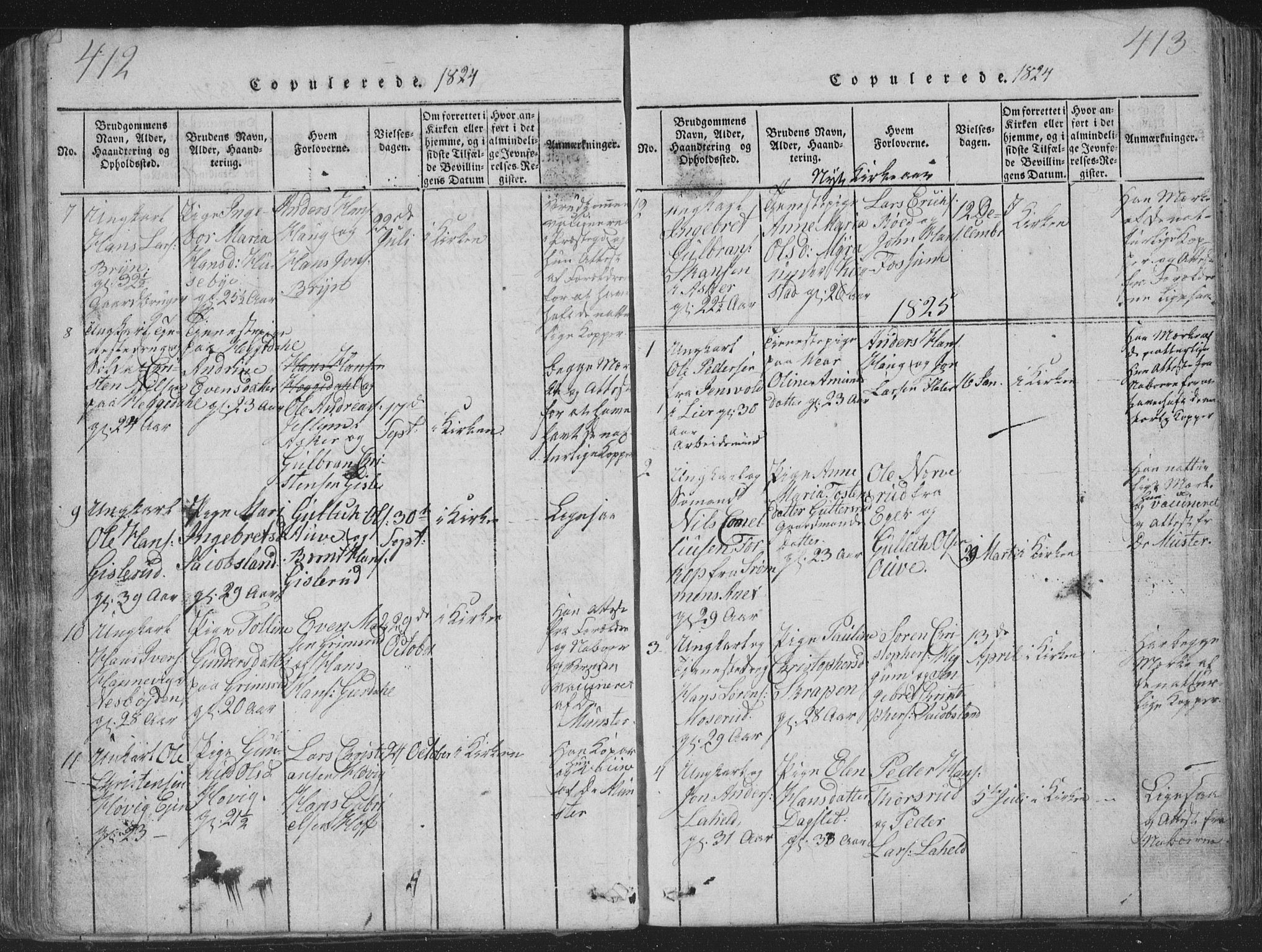 Røyken kirkebøker, SAKO/A-241/G/Ga/L0003: Parish register (copy) no. 3, 1814-1856, p. 412-413