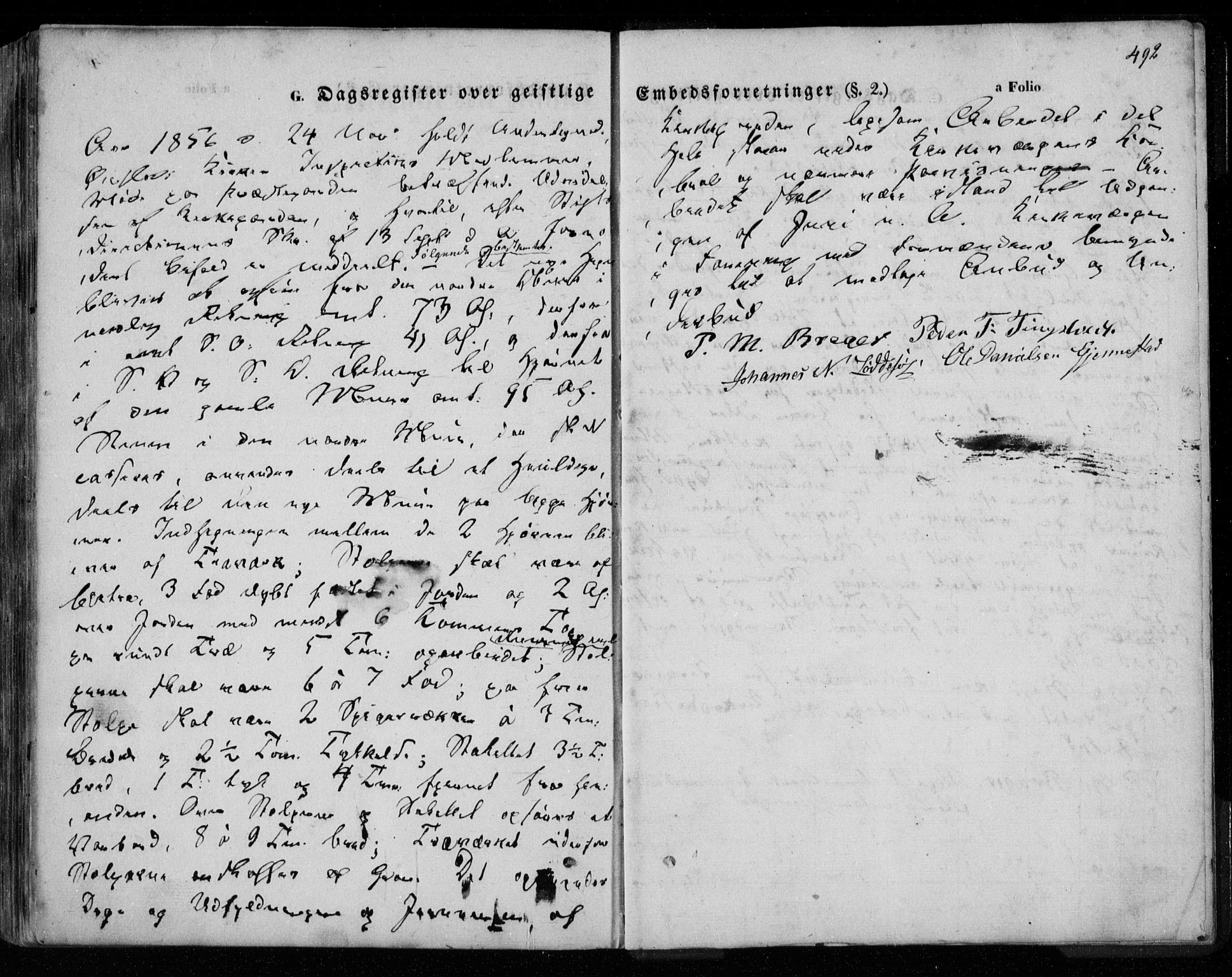 Øyestad sokneprestkontor, SAK/1111-0049/F/Fa/L0014: Parish register (official) no. A 14, 1843-1856, p. 492