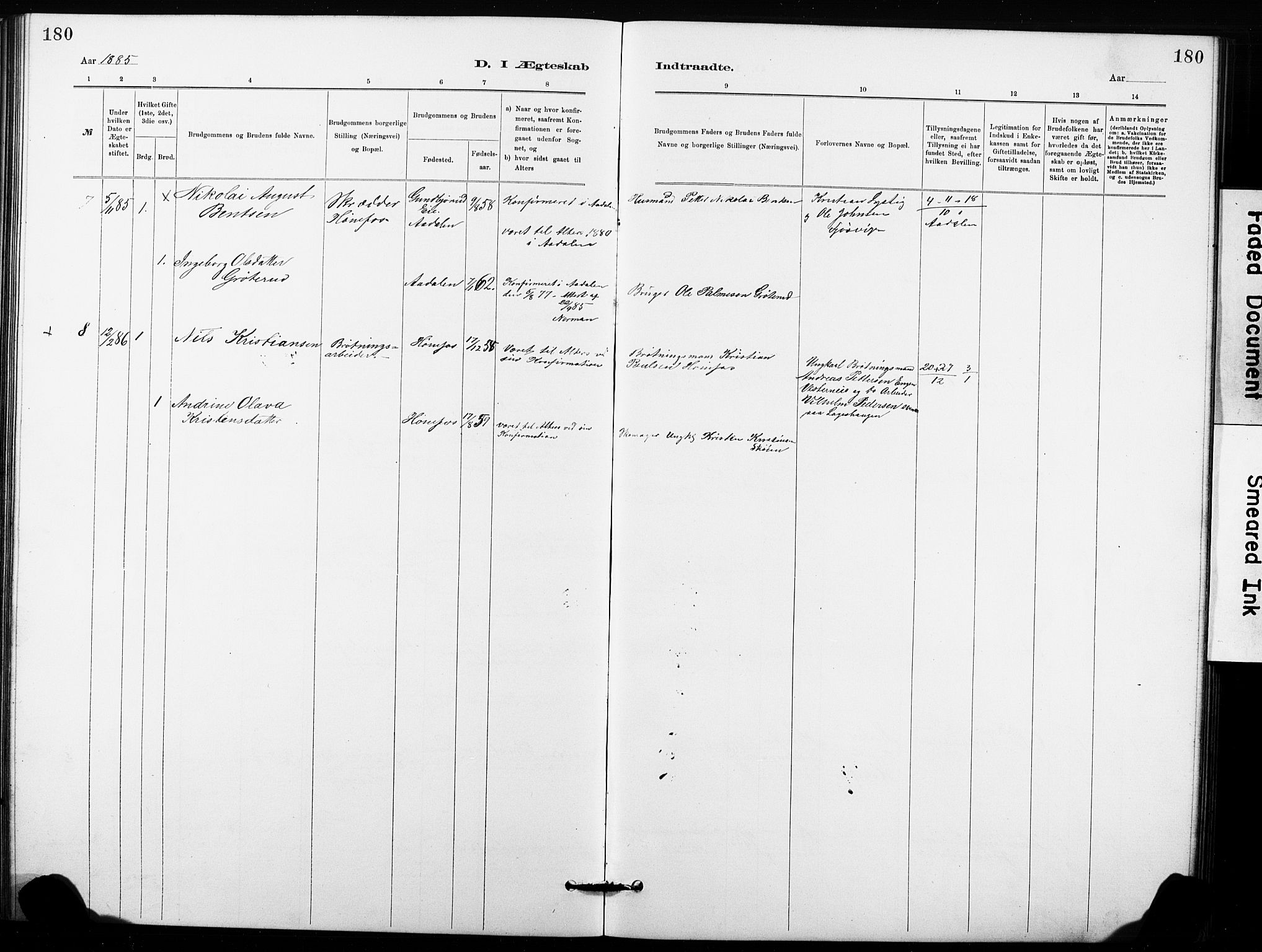 Hønefoss kirkebøker, AV/SAKO-A-609/G/Ga/L0001: Parish register (copy) no. 1, 1870-1887, p. 180