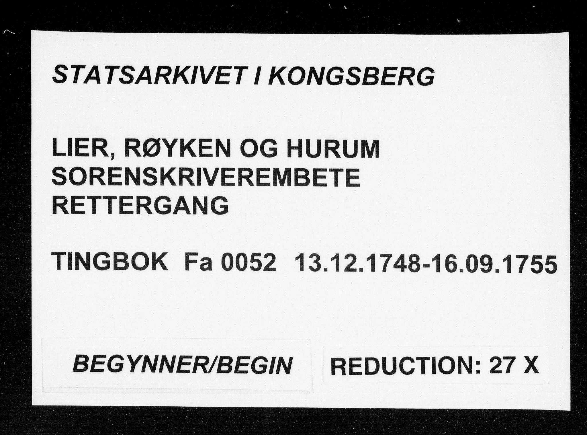 Lier, Røyken og Hurum sorenskriveri, SAKO/A-89/F/Fa/L0052: Tingbok, 1748-1755