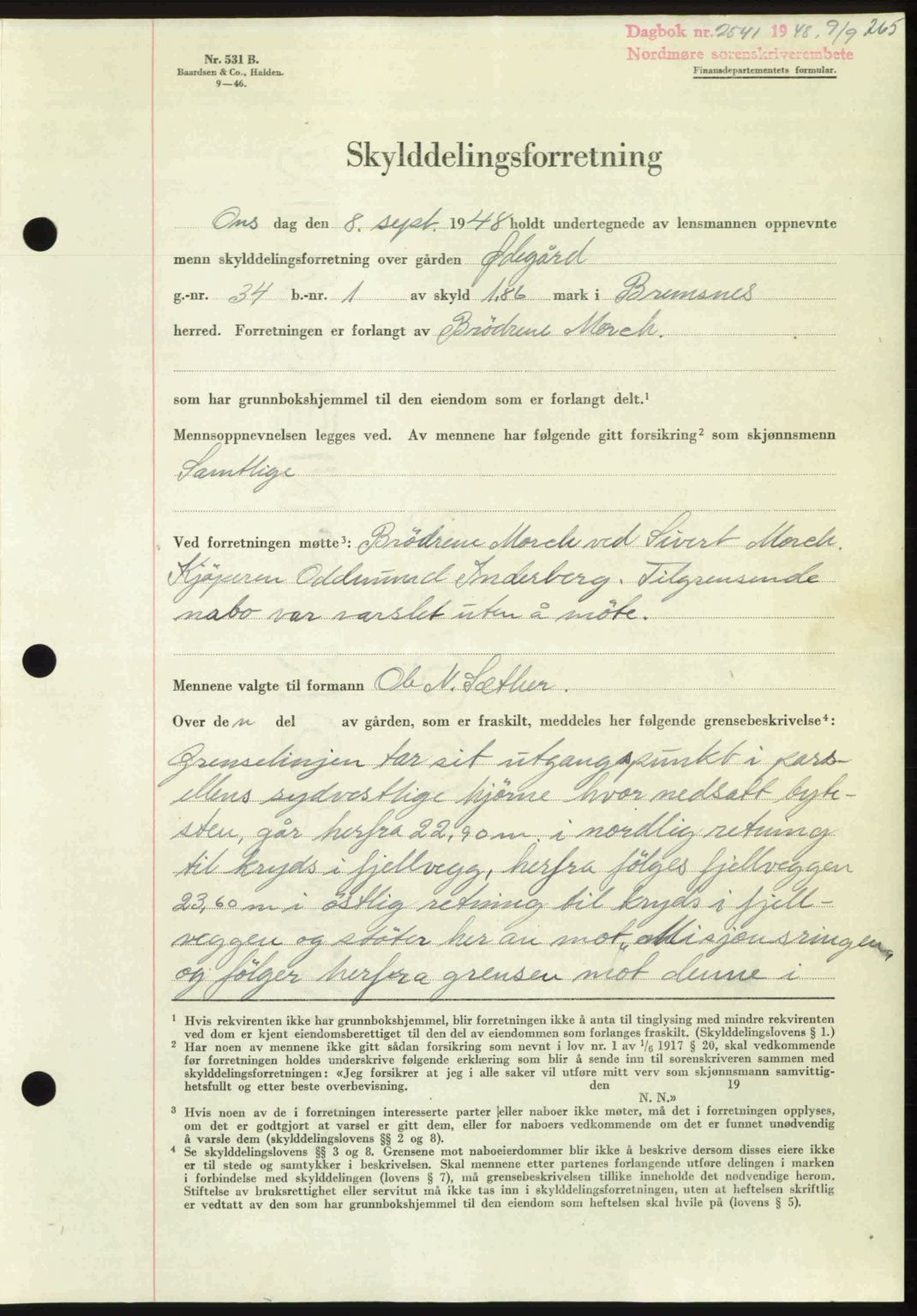 Nordmøre sorenskriveri, AV/SAT-A-4132/1/2/2Ca: Mortgage book no. A109, 1948-1948, Diary no: : 2541/1948